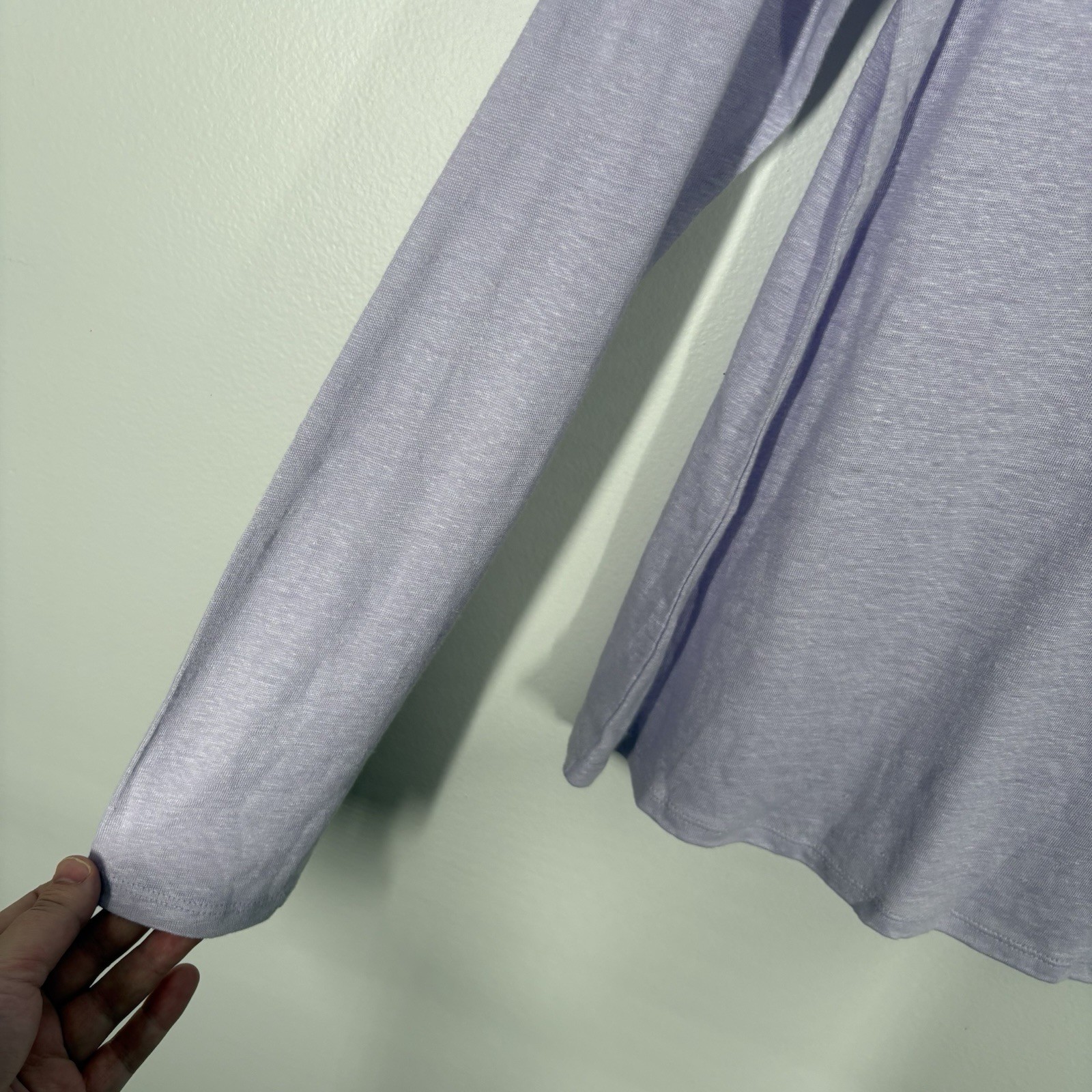 Eileen Fisher S Lavender Organic Linen Jersey Long Sleeve Crew Neck Tee NWOT