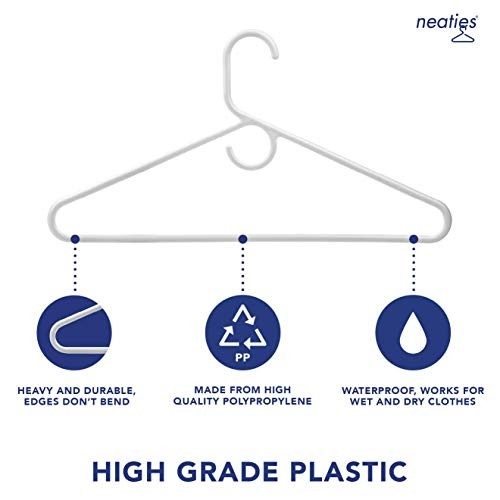Heavy Duty Plastic Hangers with Accessory Hook, Heavy Duty Plastic 36pk White