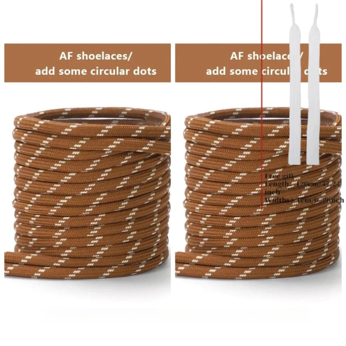3 Pairs Flat Round AF1 Shoelaces Wheat Brown – Autumn Replacement Strings for Sp