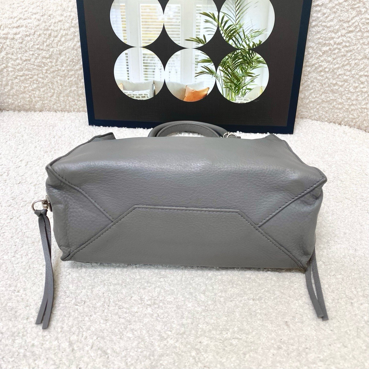Balenciaga gray full leather mini papier locomotive bag tote bag size: 22*17*9cm