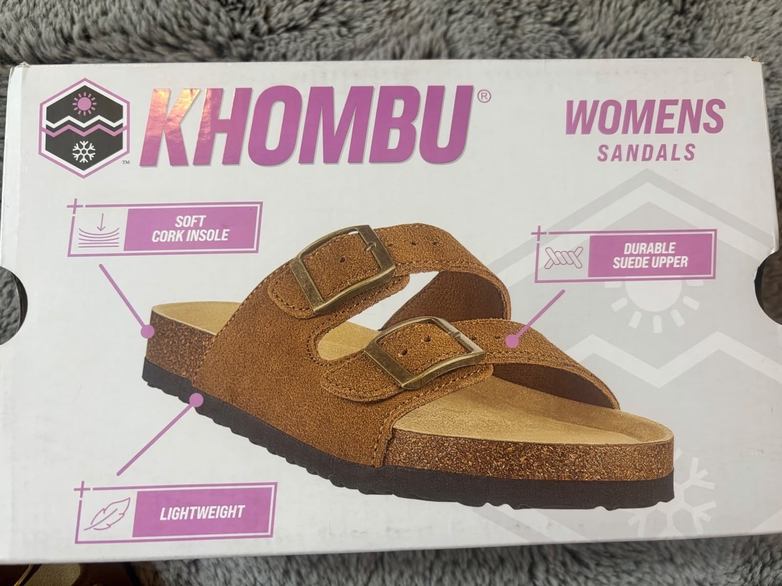 Khombu Womens Cork Footbed Buckle Slide Sandals Brown Size 7 NWT