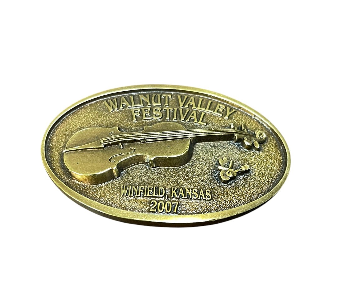 Walnut Valley Festival Winfield Kansas 2007 Brass Belt Buckle Limited Edition