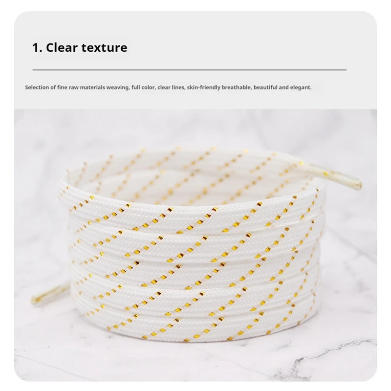 Luxury Gold wire Flat Shoelaces Sneakers Casual Shoe laces 7mm Wide Rope Shoelac