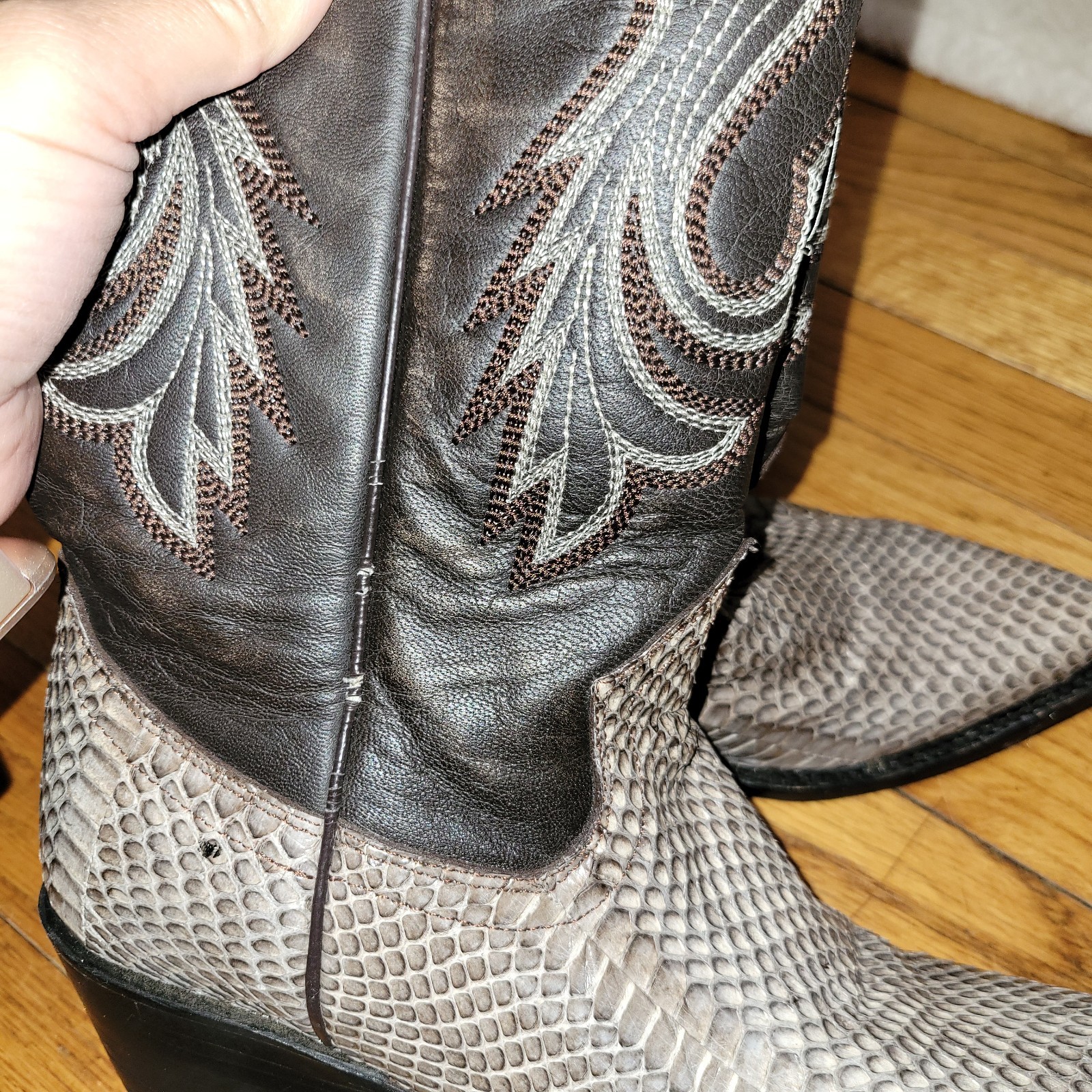 King Exotic NATURAL Genuine Cobra SnakeWestern Boot Pointed US M6 W7.5 Cowboy