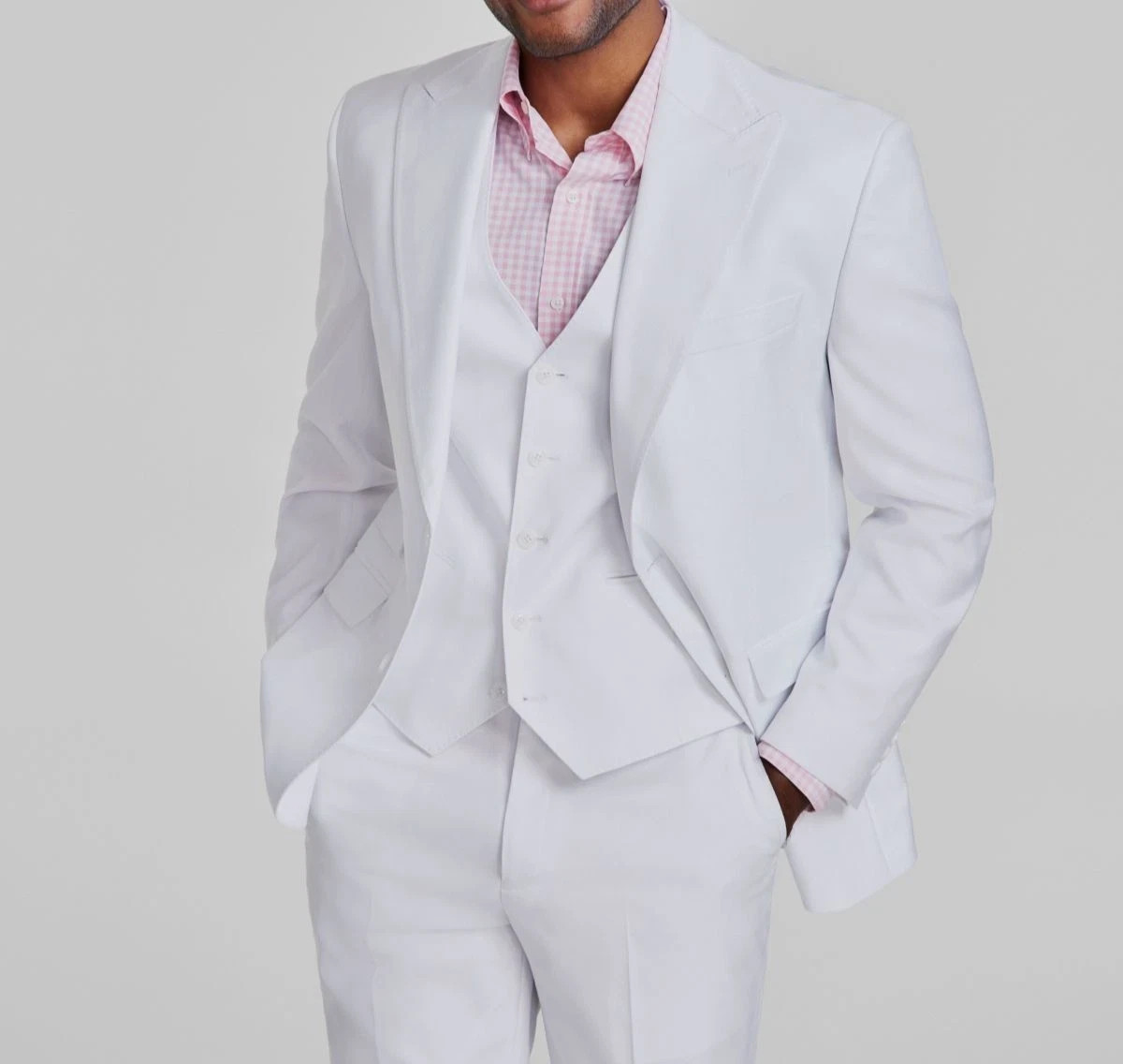 Tayion Collection Men’s 2-pc Classic-Fit Suit Jacket 46L Pants 40W 30L White