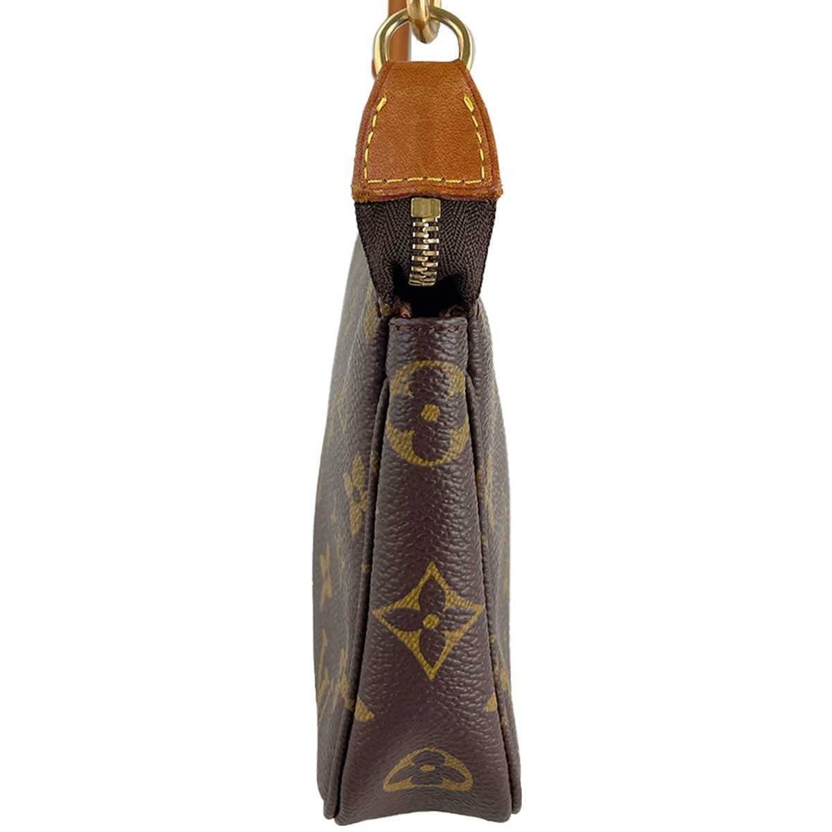 Louis Vuitton Monogram Pochette Accessoires Leather Fabric Brown Handbag 4742
