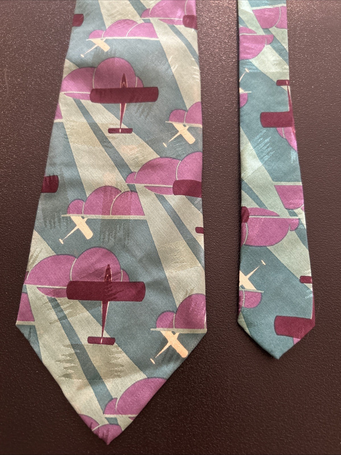 Vintage EUC Polo Ralph Lauren Airplane Theme Jacquard Silk Tie USA 55 X 3.5