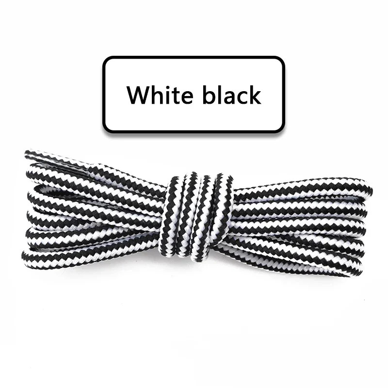 1 Pair Round Cotton Shoe Laces Striped Double Color Shoelaces Outdoor Boots and