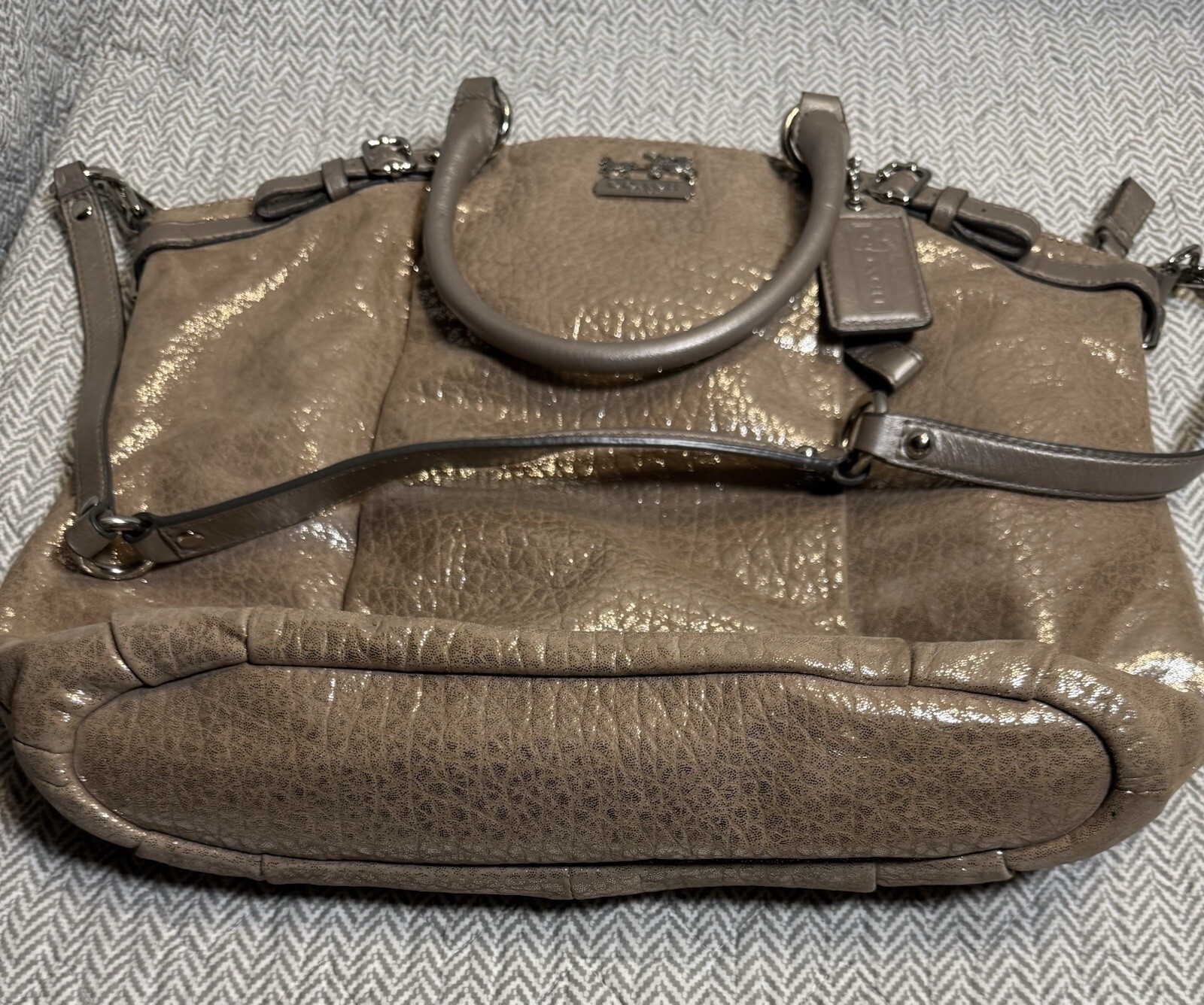 Coach Madison Sophia Leather Metallic Shimmering Satchel Shoulder Bag 18842