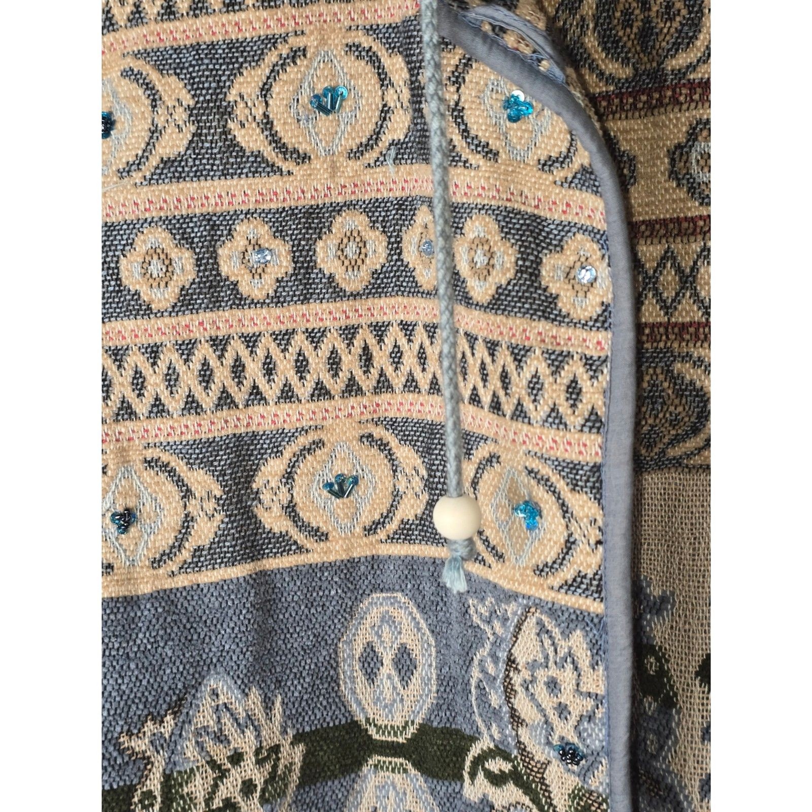 Vintage 90s Flashback Womens Tapestry Jacket M Blue Cotton Rayon Made India