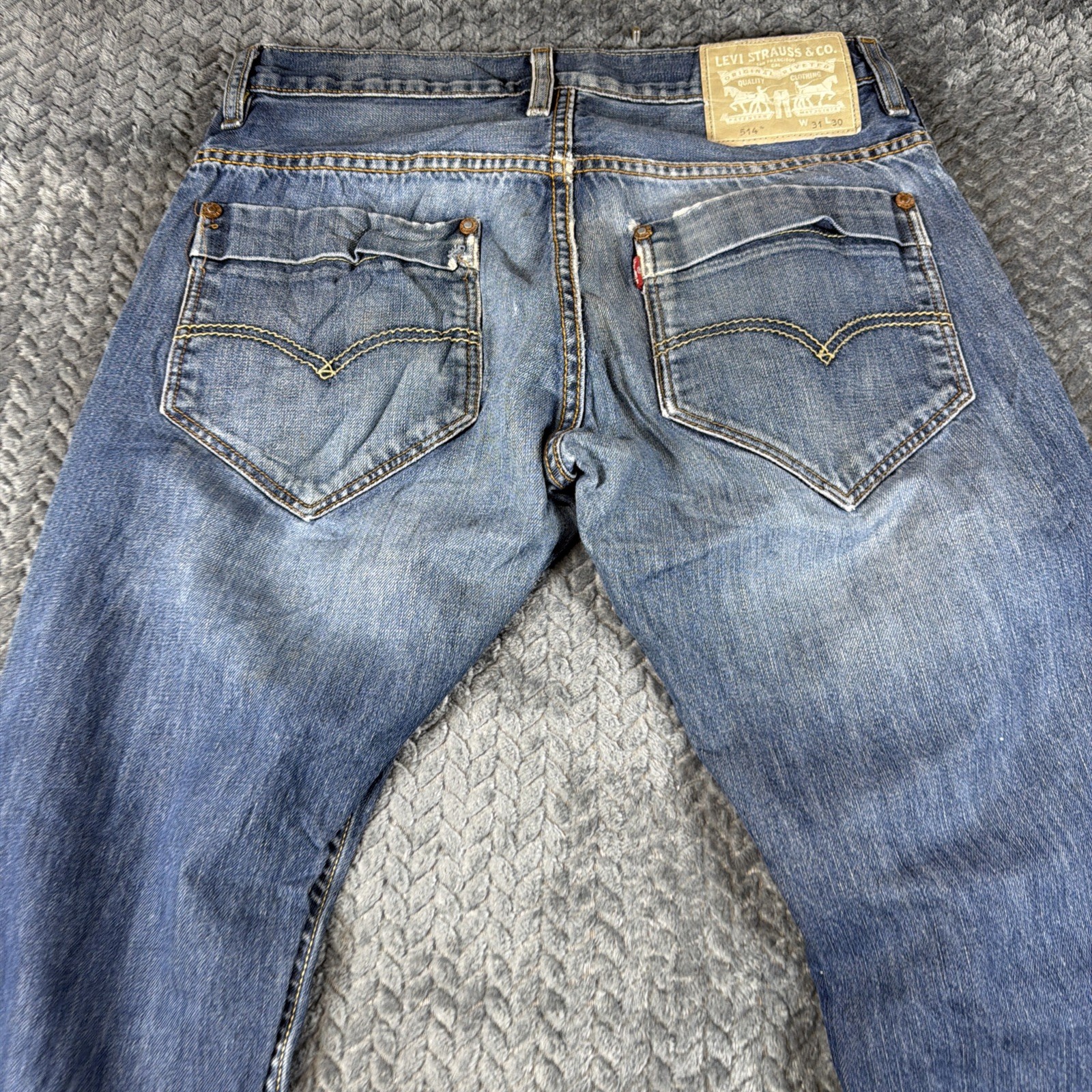 Levis 514 Jeans Mens 31×30- Blue Medium Wash Straight Denim Stretch