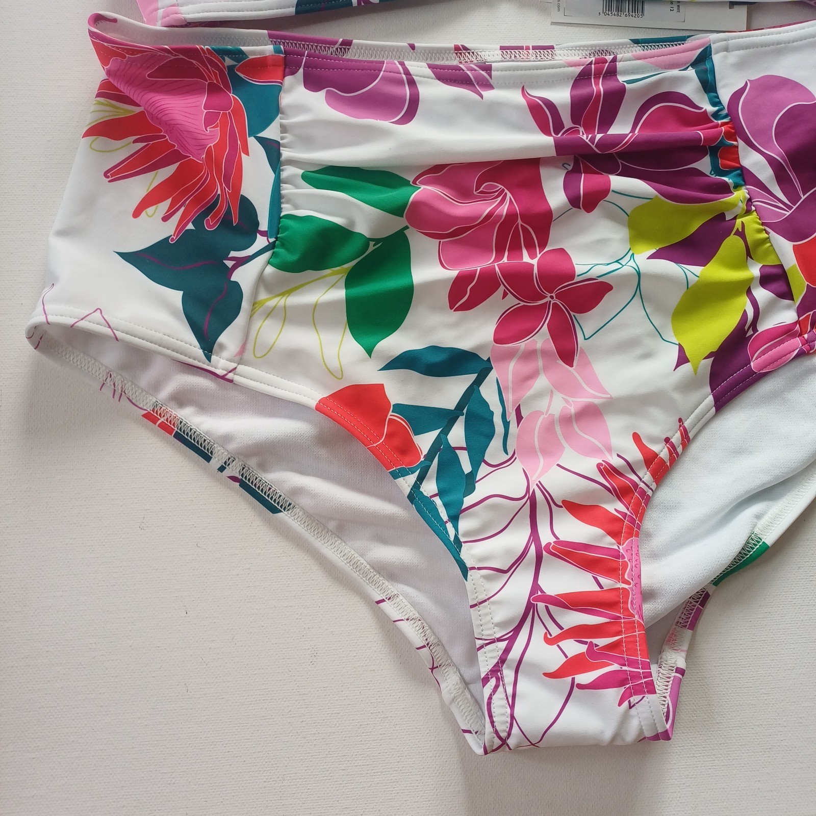BNWT £34 Debenhams Floral Halter Bikini UK12 Top UK16 Full Brief Bottom Wireless