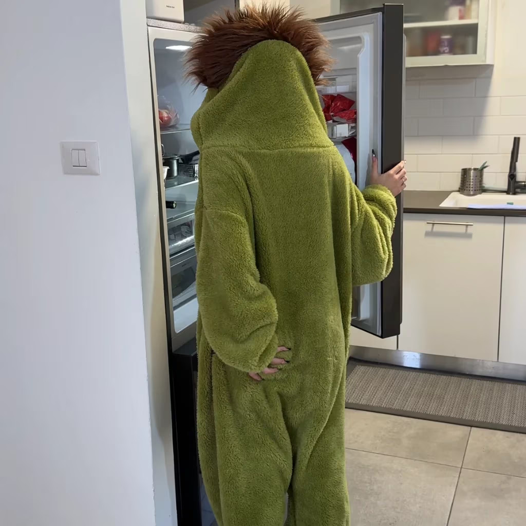 Soft Touch Green Monster Pyjama Set Shaggy Hair Puppet Costume Outfit