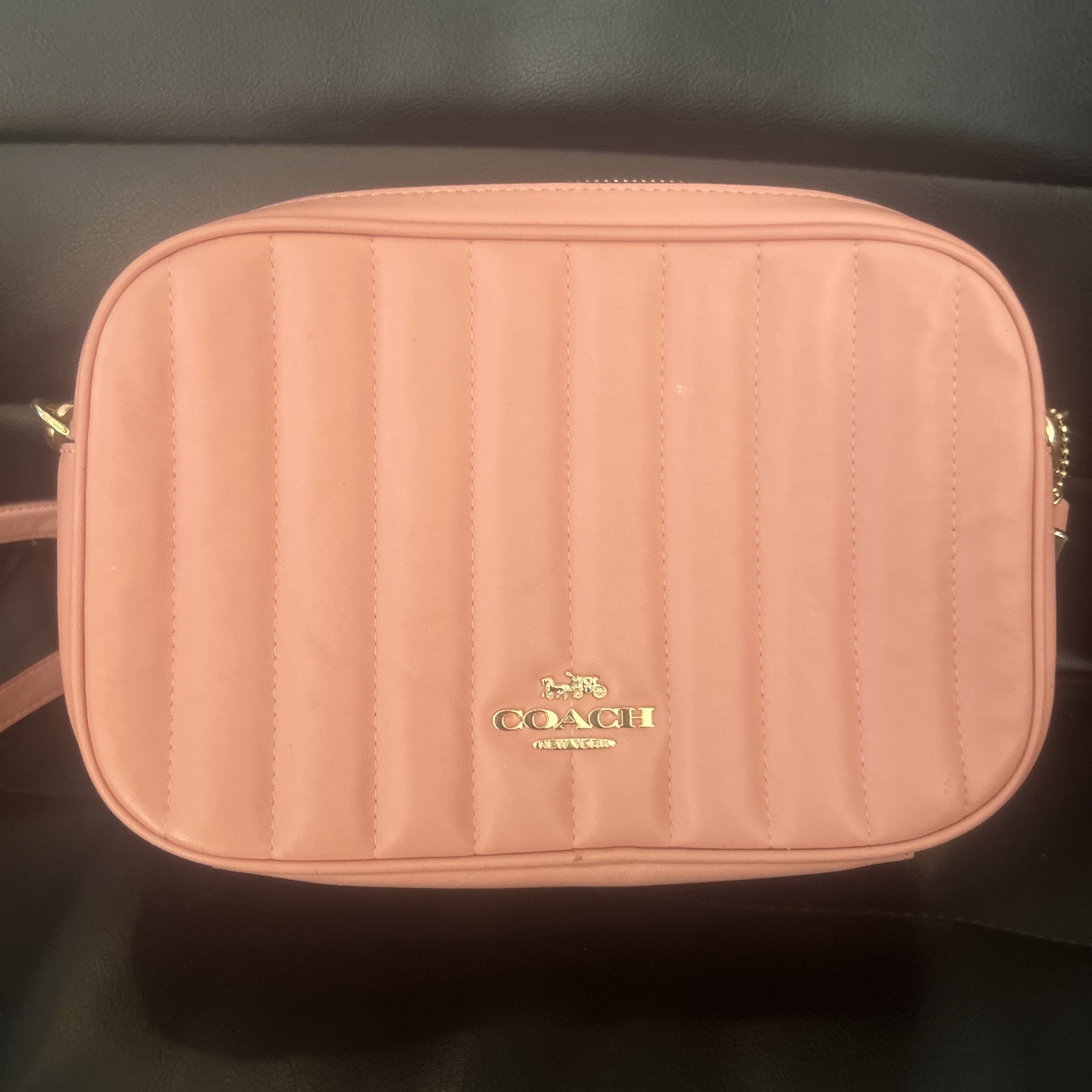 Coach Jes Crossbody Linear Quilting Leather Pink New Reg $428 Authentic