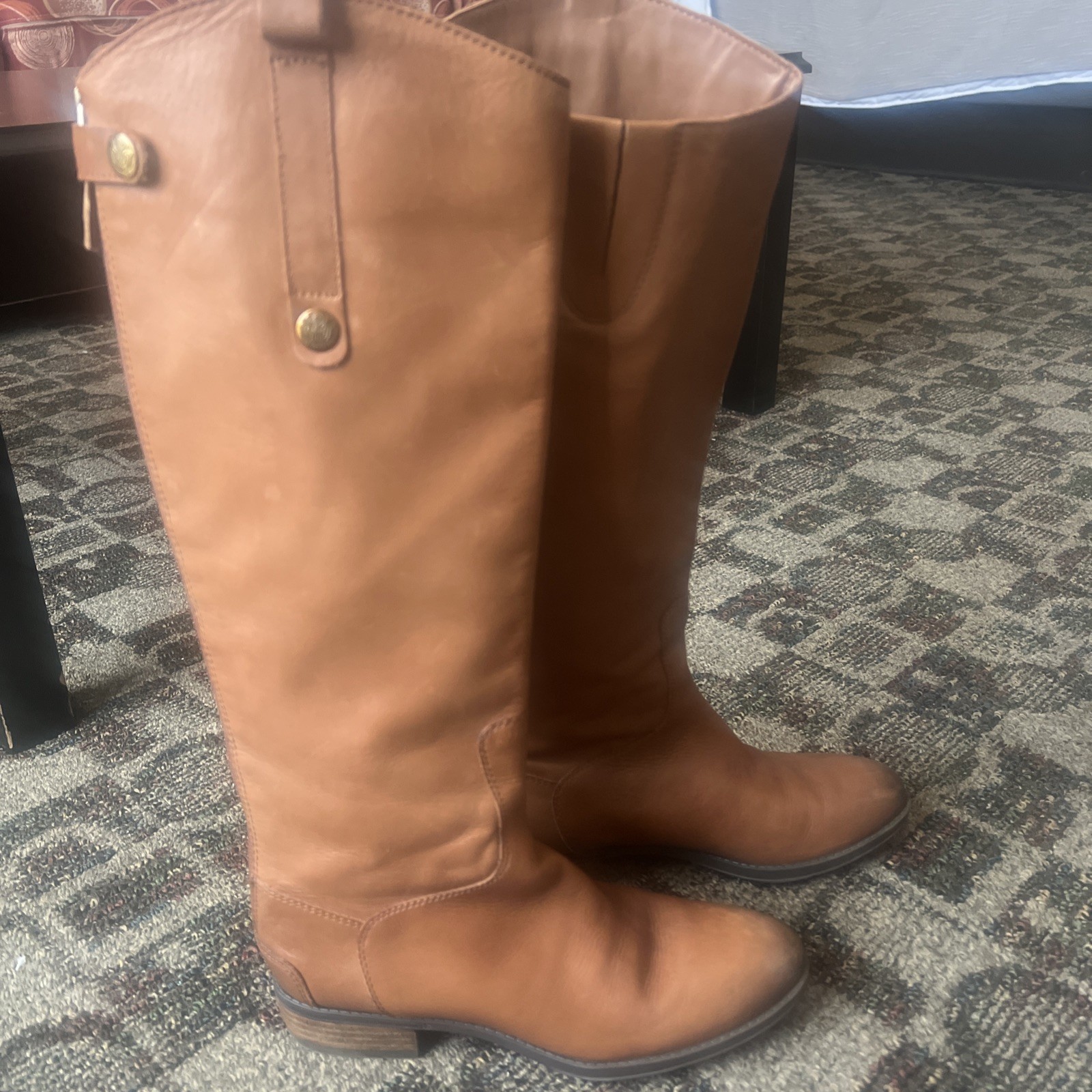 Sam Edelman Penny Lea Women’s Boots NEW Whiskey Brown Tan Leather 6.5 USA Riding