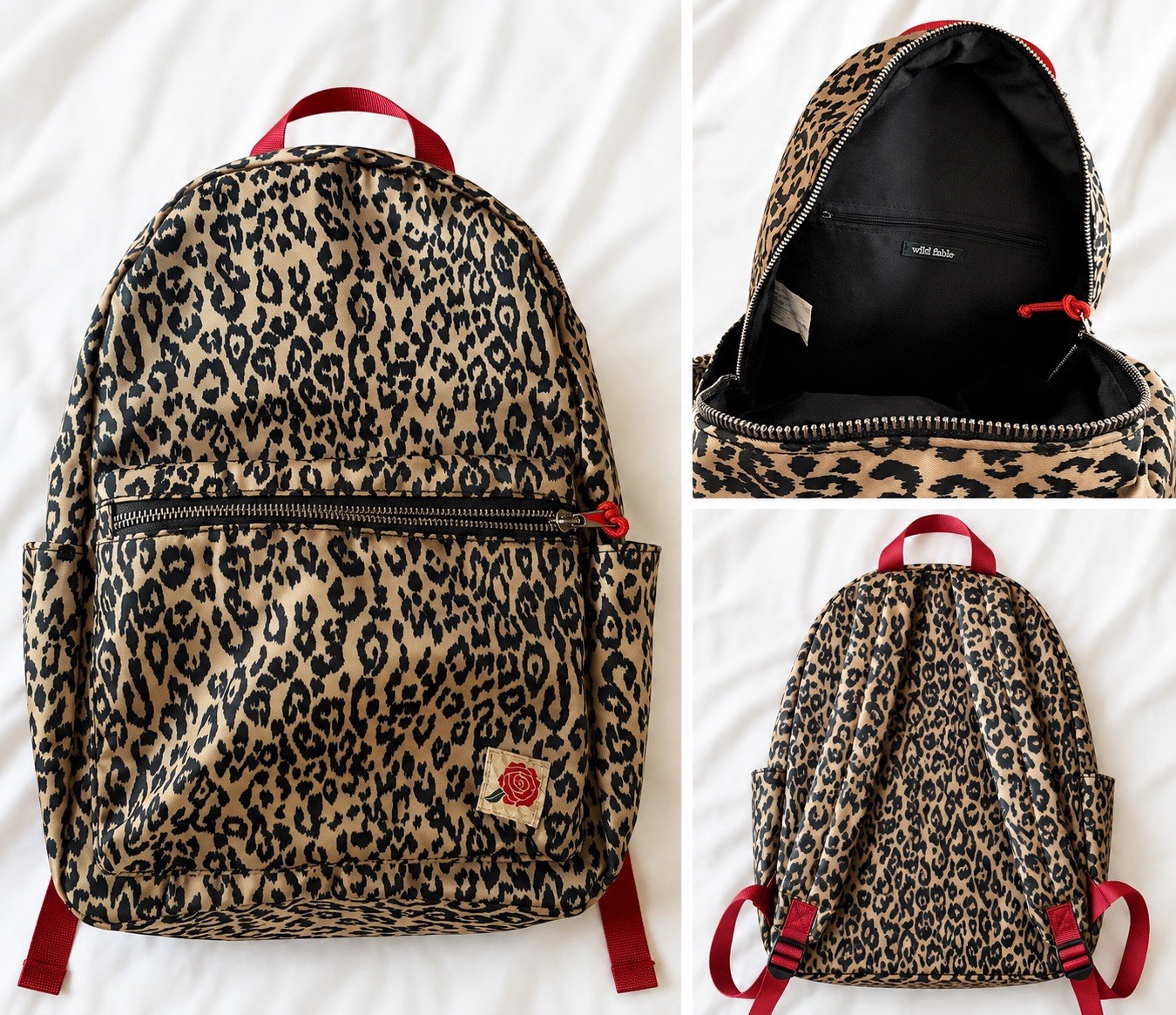 Wild Fable Leopard Print Backpack, Zip Closure, Adjustable Straps