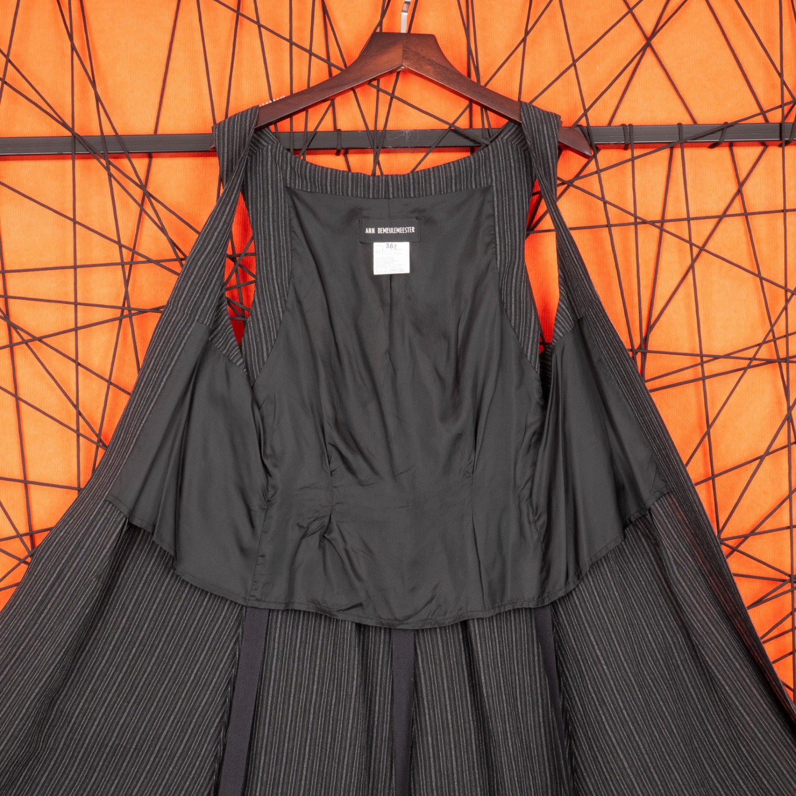 Ann Demeulemeester Gray Pinstripe Deconstructed Trench Vest Dress Cardigan 38 M