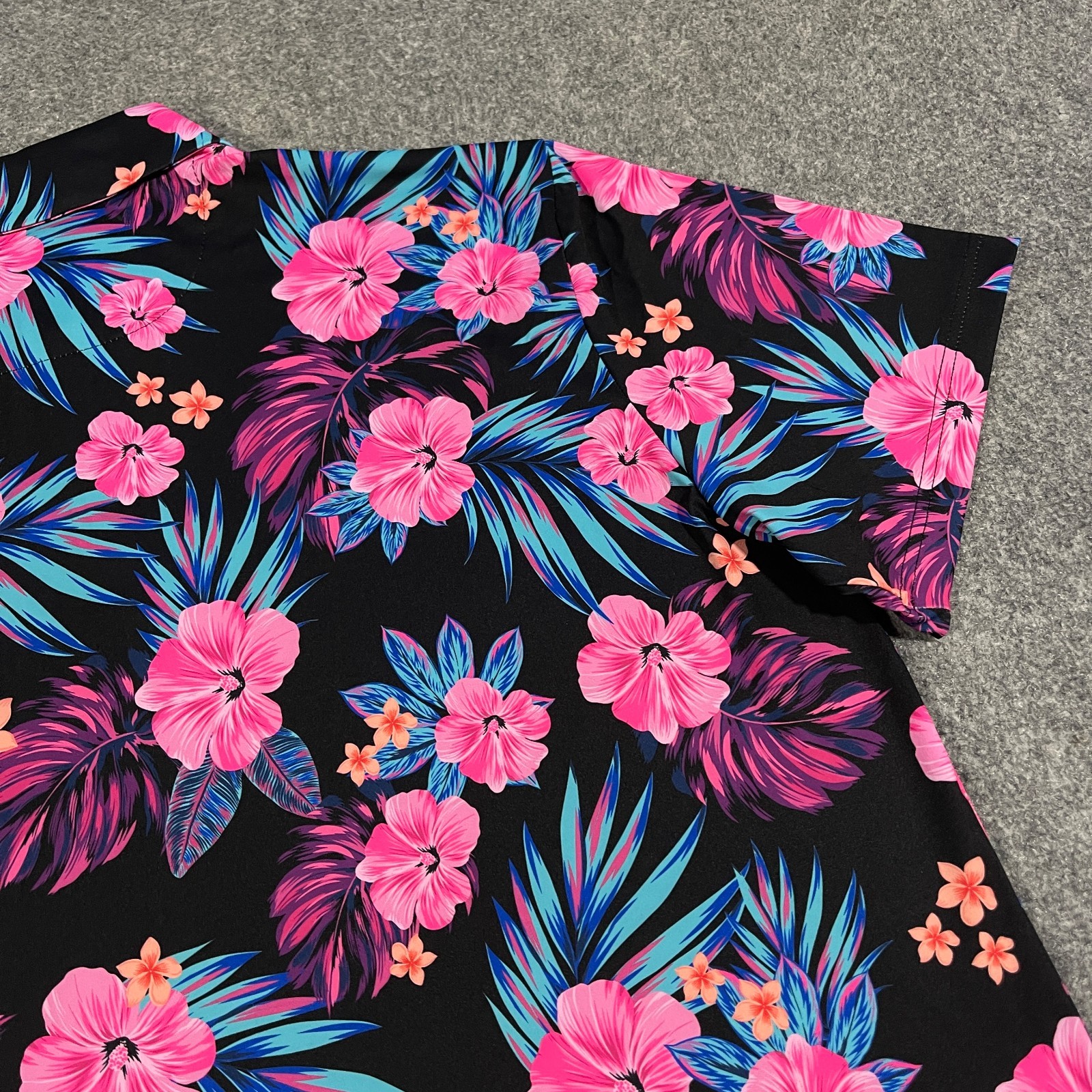 Birdie Bound Tropical Neon Performance Golf Polo Shirt Adult XL Black Hawaiian