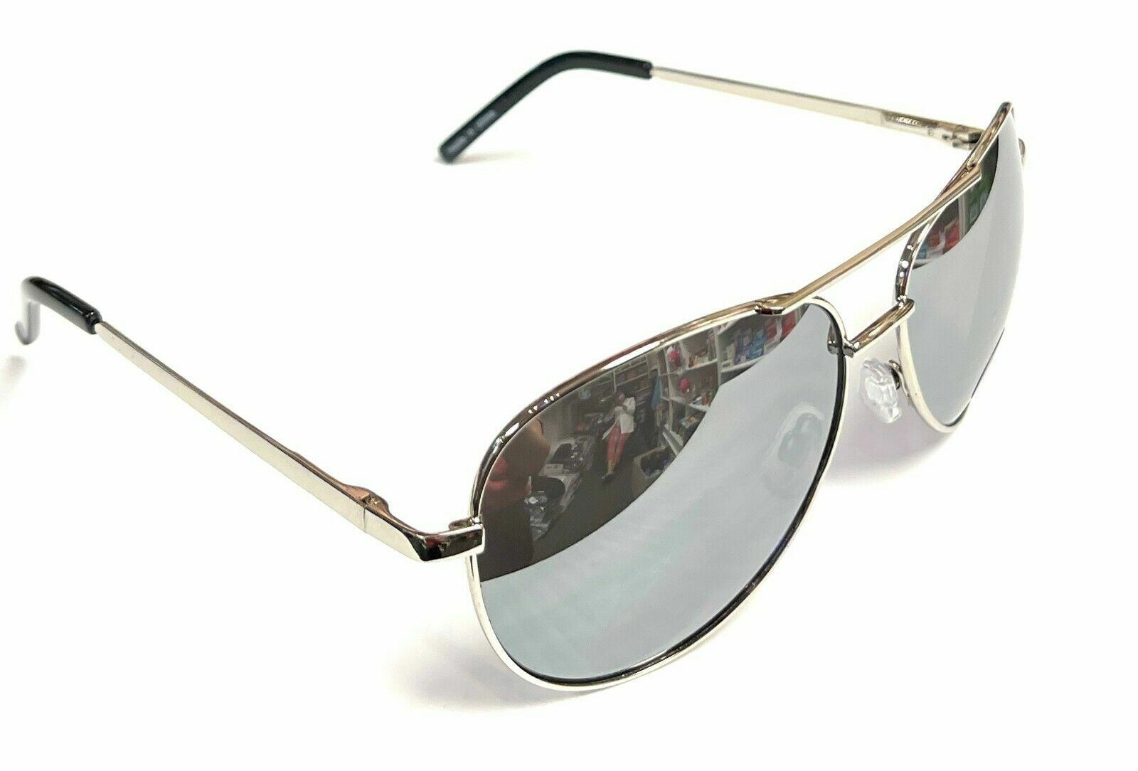 Aviator Sunglasses Black Mirror Lens Men Women Silver Spring Hinge Pilot UV 400