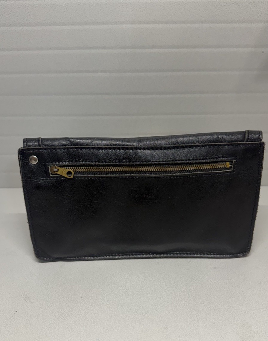 EXCELLENT CONDITION-Vintage Black Leather Envelope Clutch