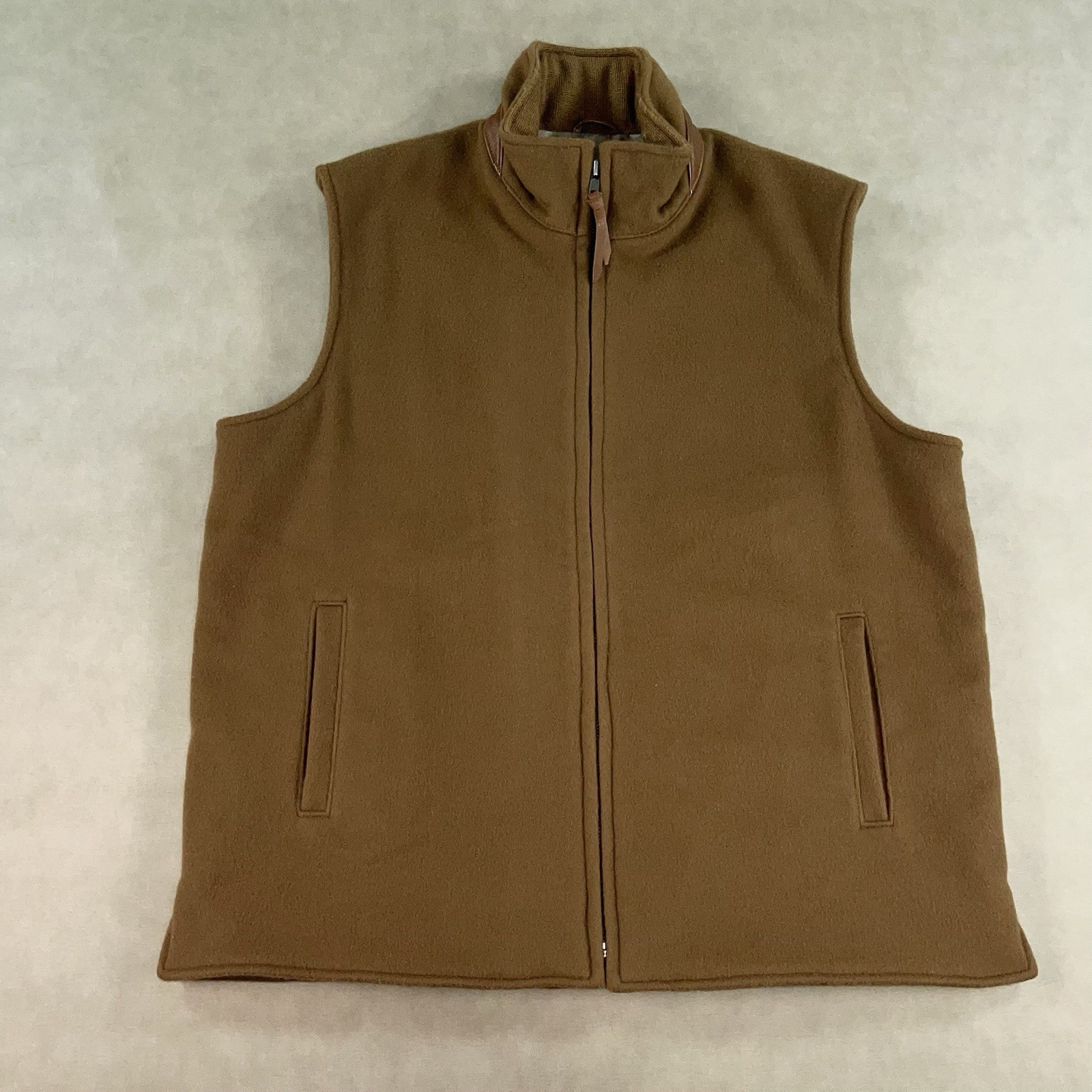 ML Leddys Vest Mens Medium Brown Loro Piana Italian 100% Wool Leather Western
