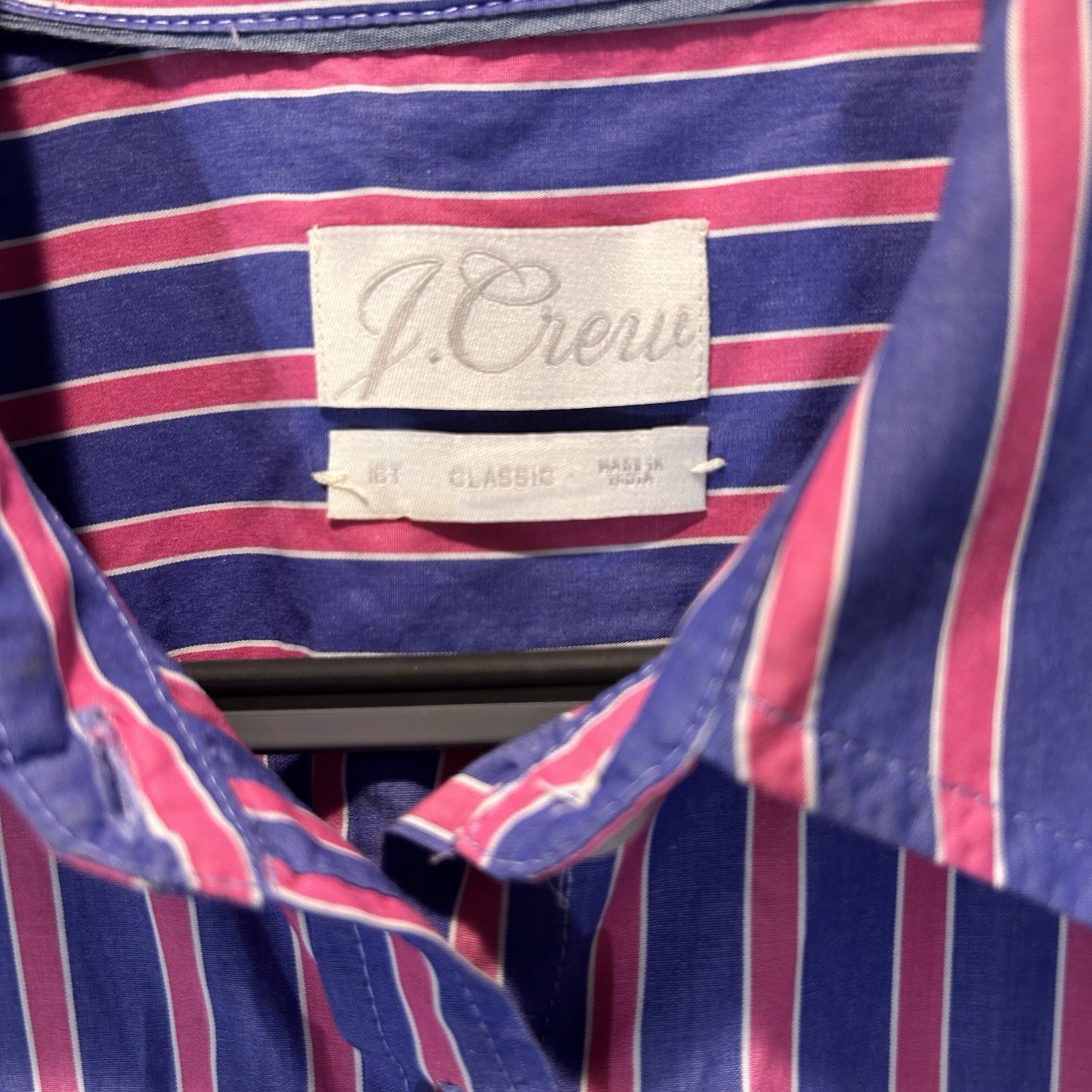 J.Crew Tall Striped Button-Down Cotton Shirtdress Blue Pink