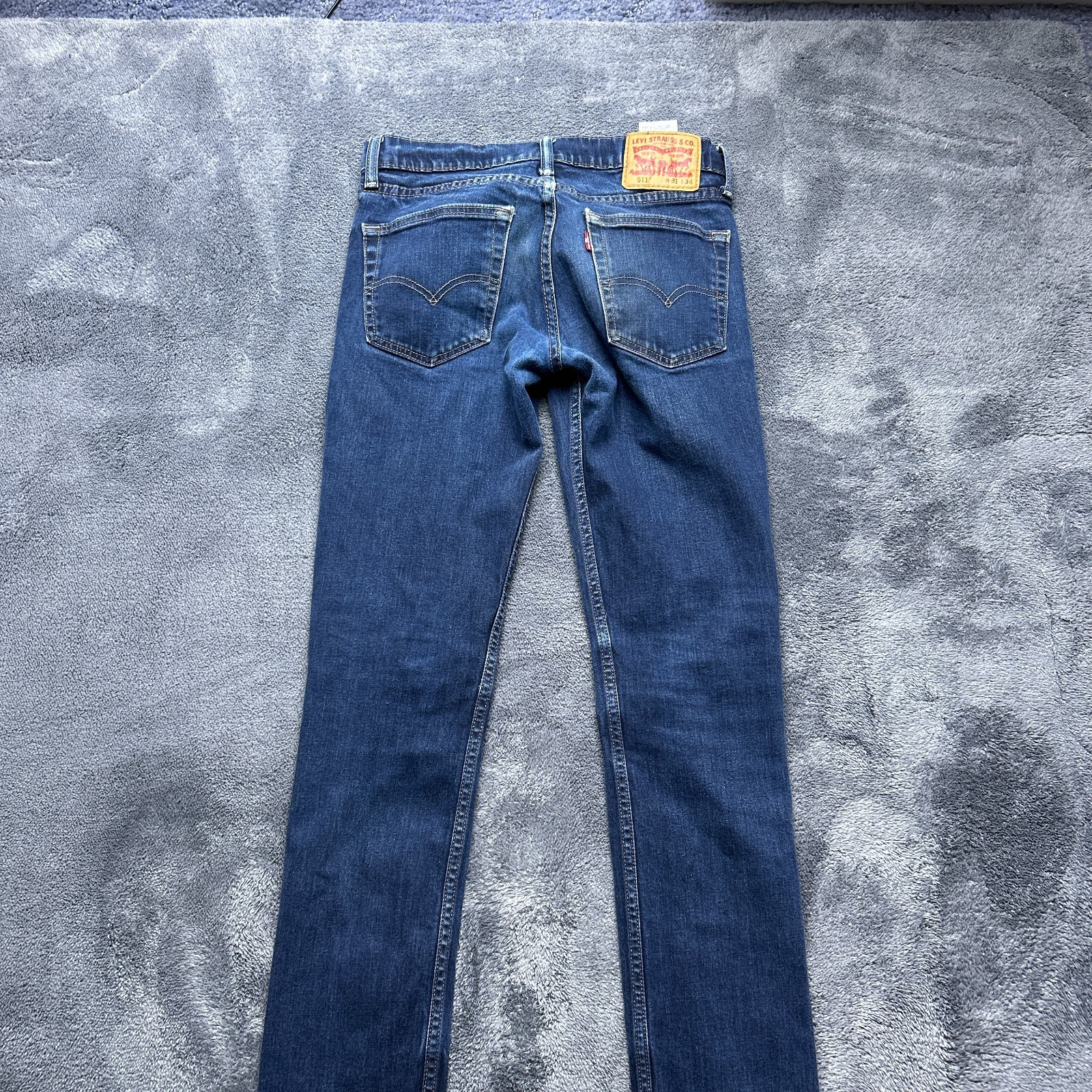Levis 511 Jeans Mens W31 L32 Dark Blue Wash Slim Tapered Stretch Distressed