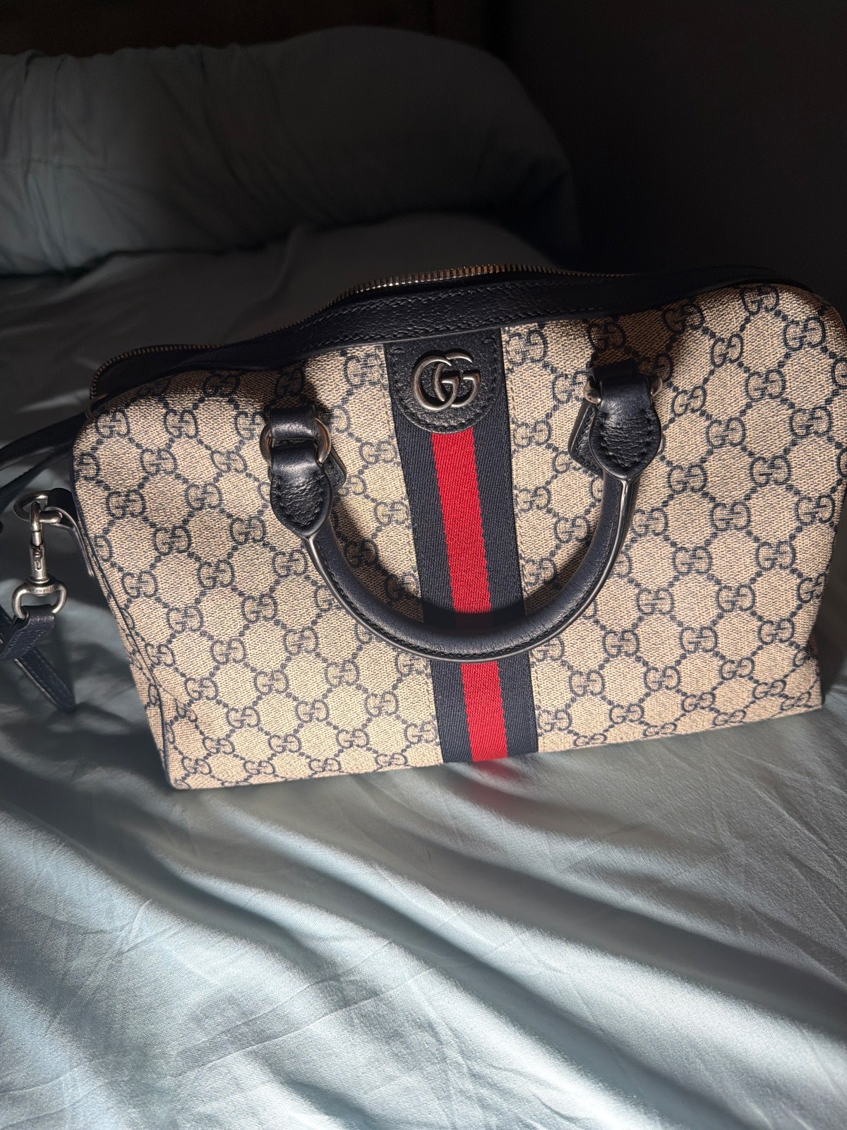gucci bags authentic shoulder bag blue gg supreme ophidia top handle