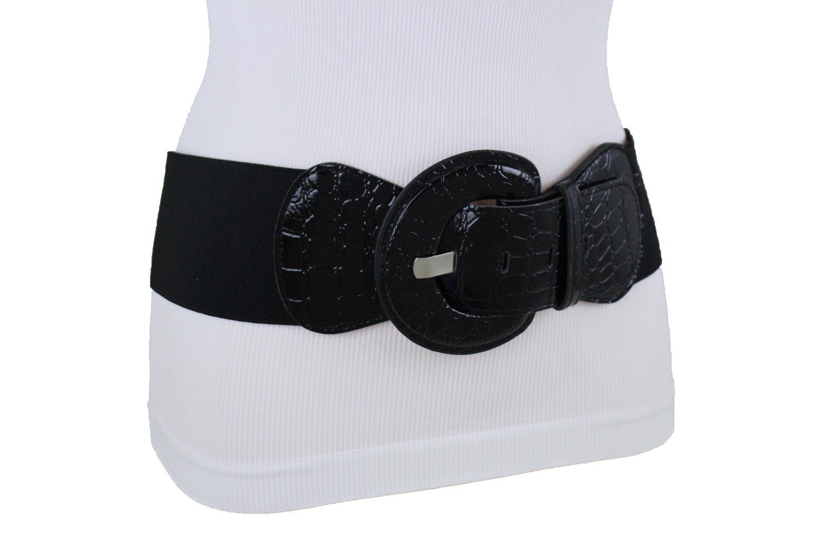 Women Wide Waistband Elastic Black Day Fashion Belt High Waist Hip Fit Size S M