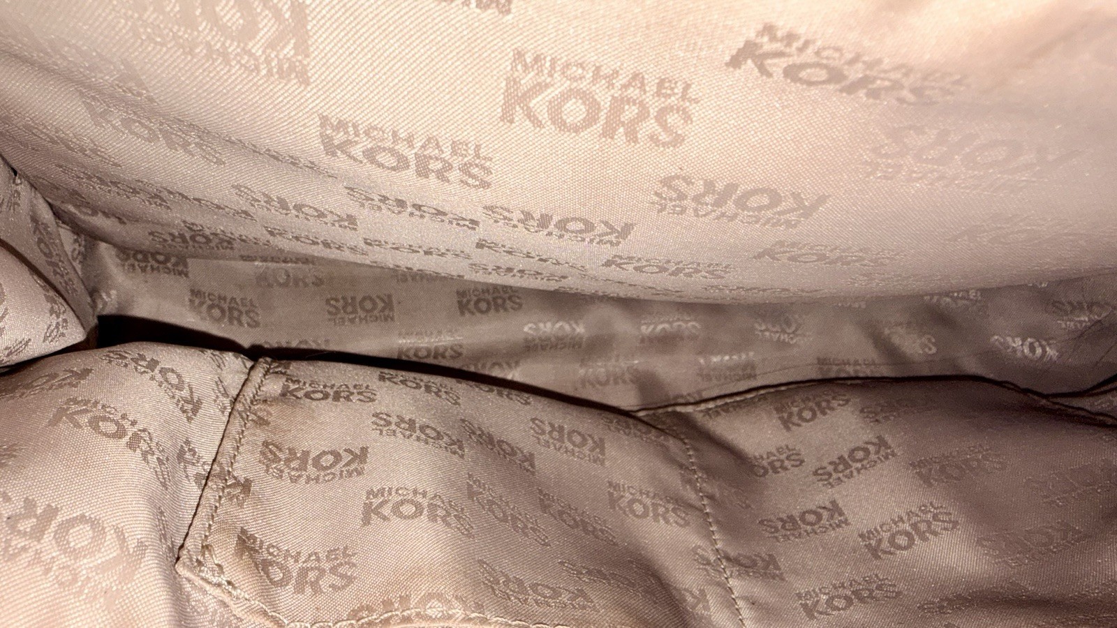 Michael Kors Hamilton Large Tote Satchel Striped Canvas Navy Blue White Leath