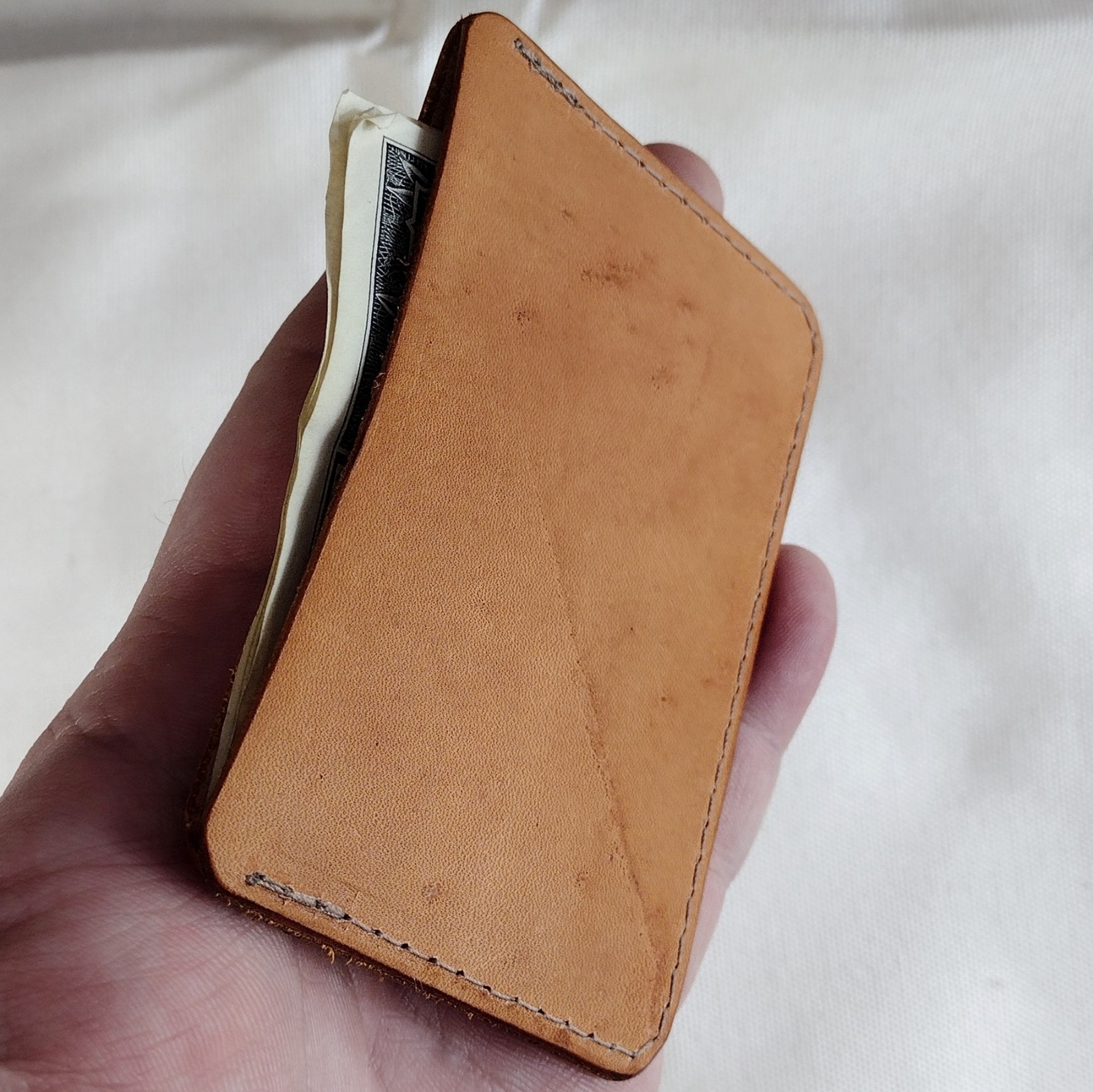 handmade 100% real leather card holder aged natural veg tan