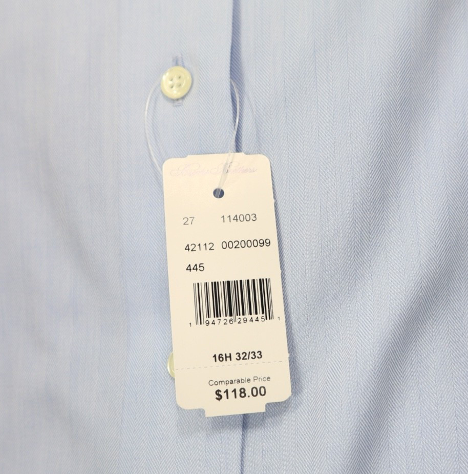 Brooks Brothers Regular Non-Iron All Cotton 16.5-32/33 English Collar Light Blue