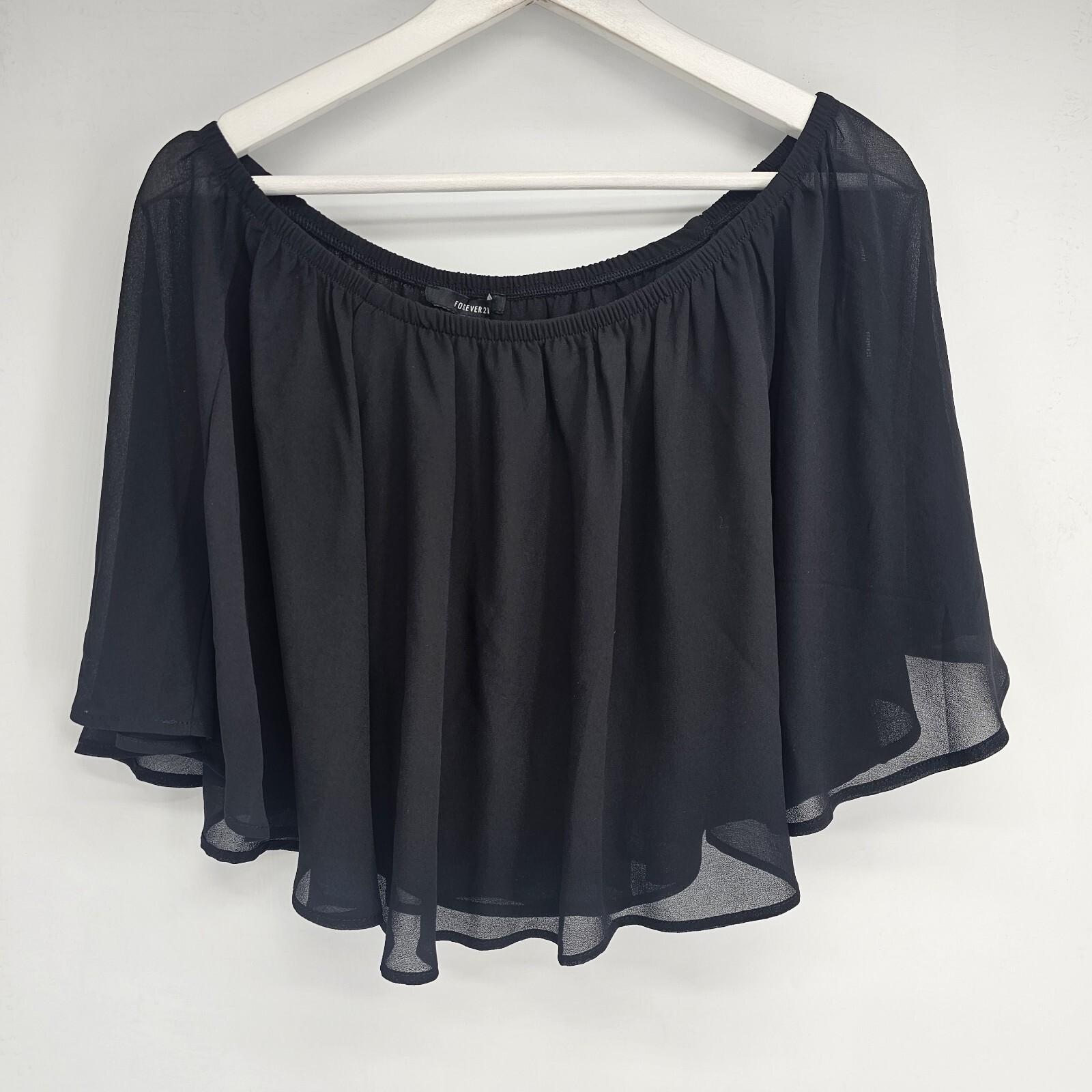 Womens Forever 21 Black Semi Sheer Top Size S NWT
