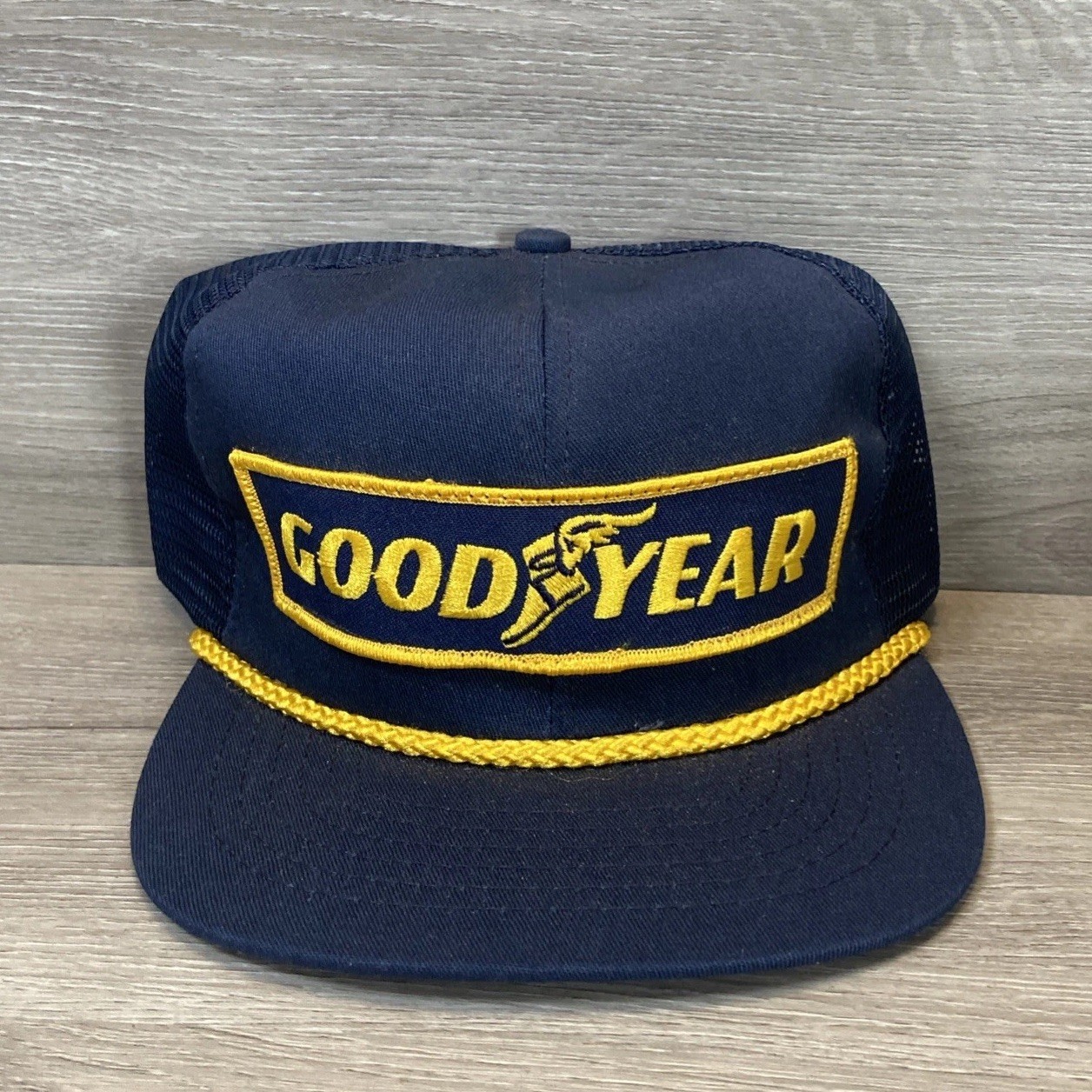 Vintage Goodyear Hat SnapBack Cap Swingster #1 Racing Patch Blue Gold USA