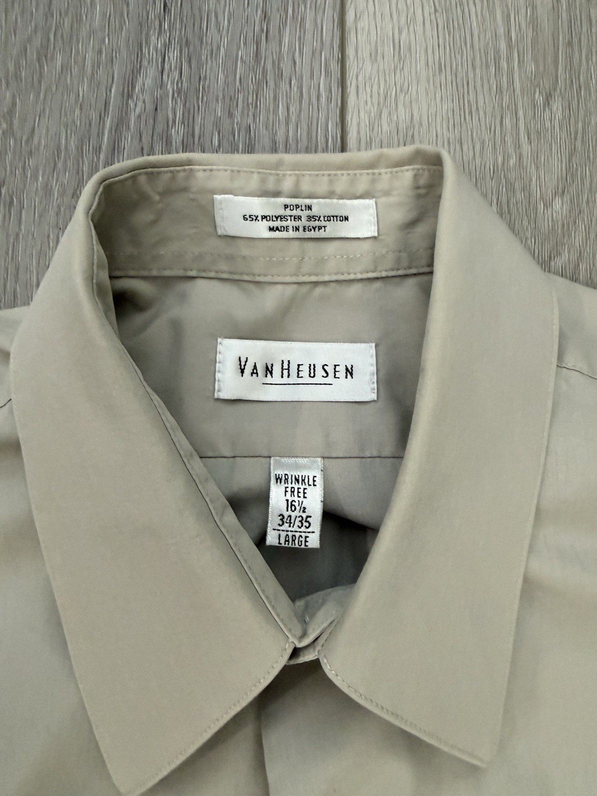 90s Vintage Van Heusen Dress Shirt 16 1/2 34/35 L Grey Off White