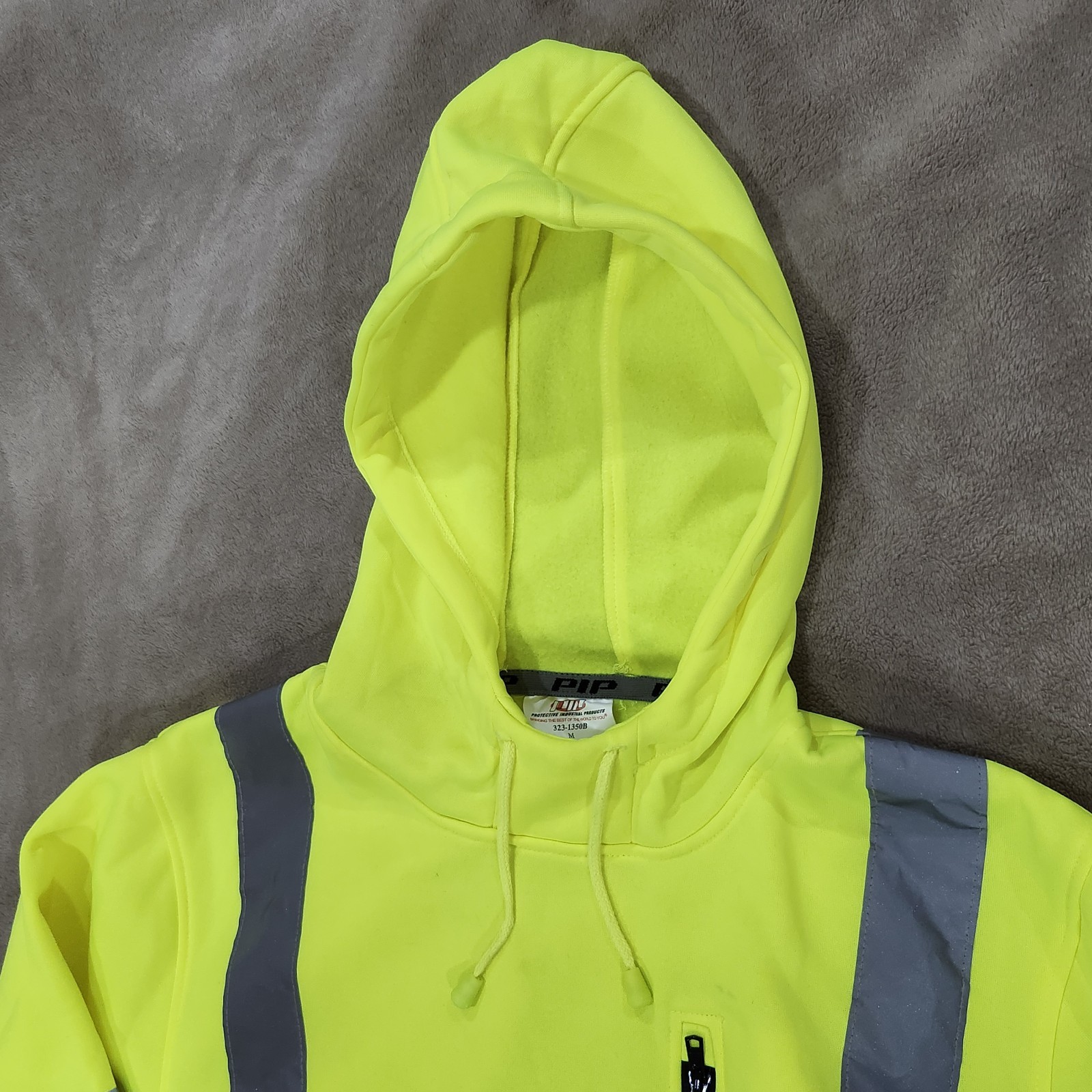 PIP HIGH VISIBILITY Lime Class 3 Pullover Safety Sweatshirt Hoodie Jacket Size M
