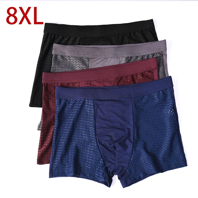 Plus Size 8XL Bamboo Boxer Shorts for Men 4-Pack – Breathable Moisture