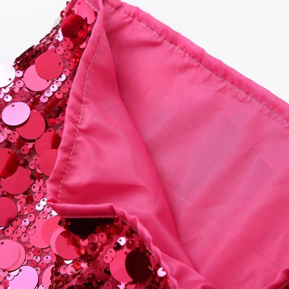 Daily Wear Party Attire Sparkly Sequins Skirt Mid-rise Skirt Solid Color Pattern