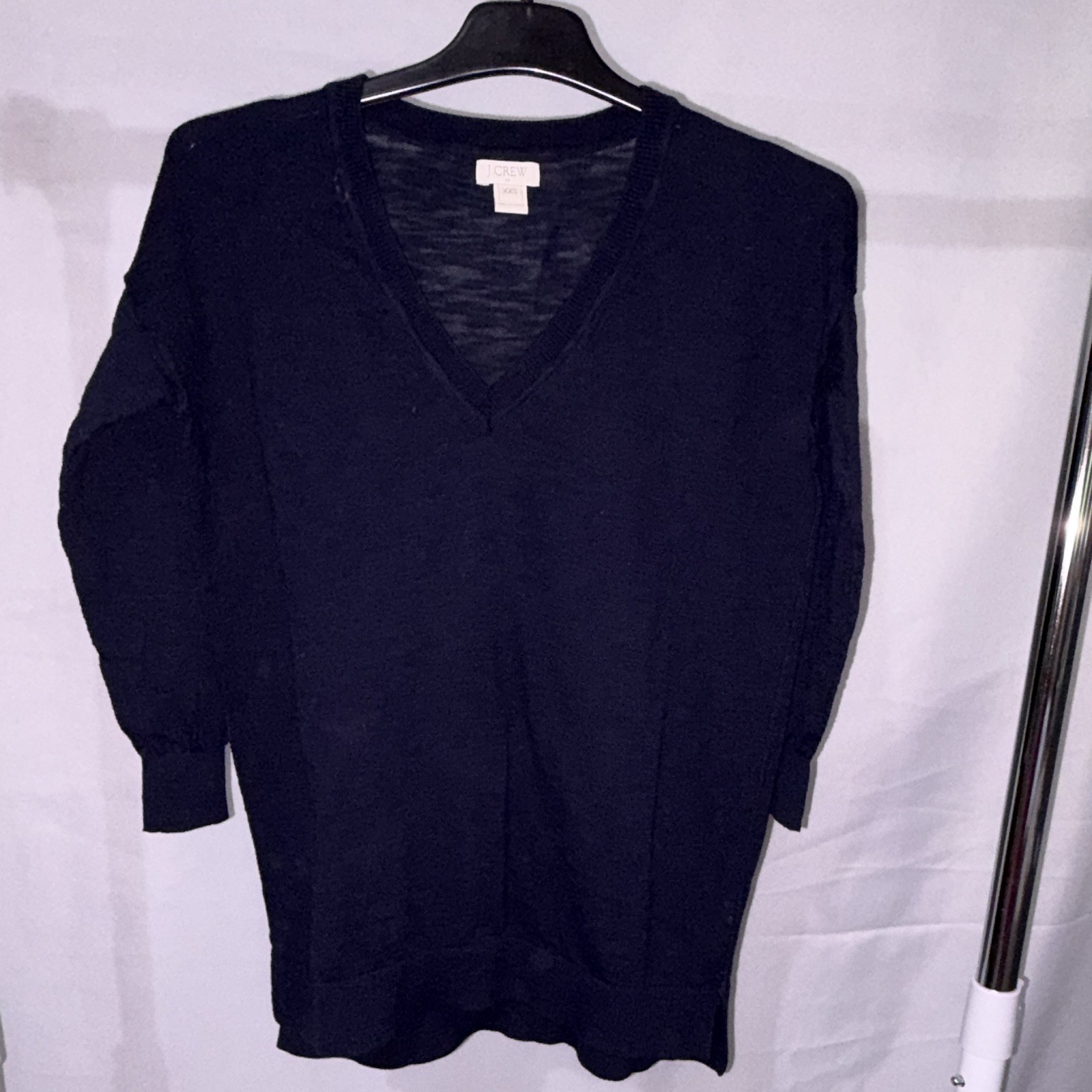 J.CREW Women’s Navy Solid Knit V-Neck 3/4 Sleeve Pullover Sweater XXS