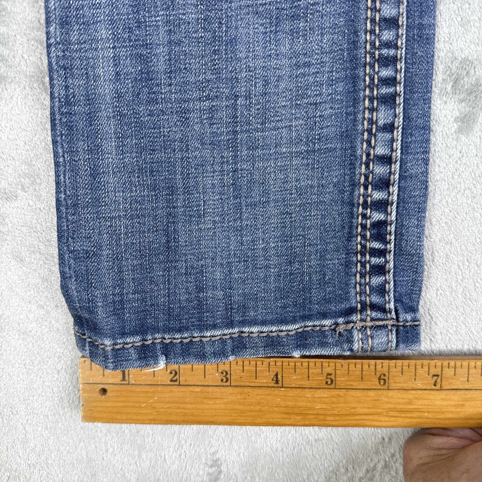 BKE Alec Jeans Men 28×34 Blue Straight Medium Wash Denim Low Rise Distressed EUC