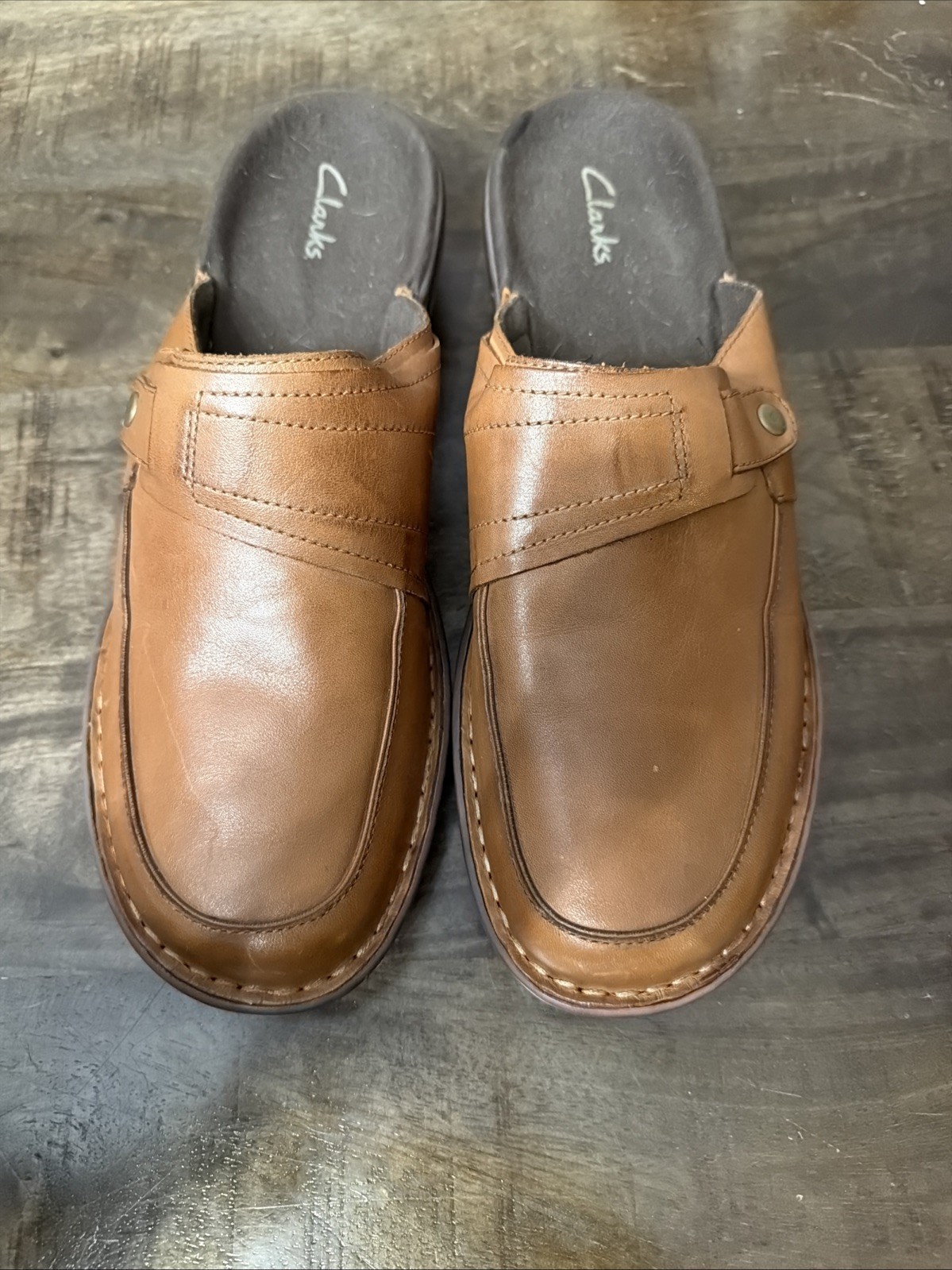 Women’s Clarks Toffee/Brown Leather Clogs/Mules Shoes Size 10M