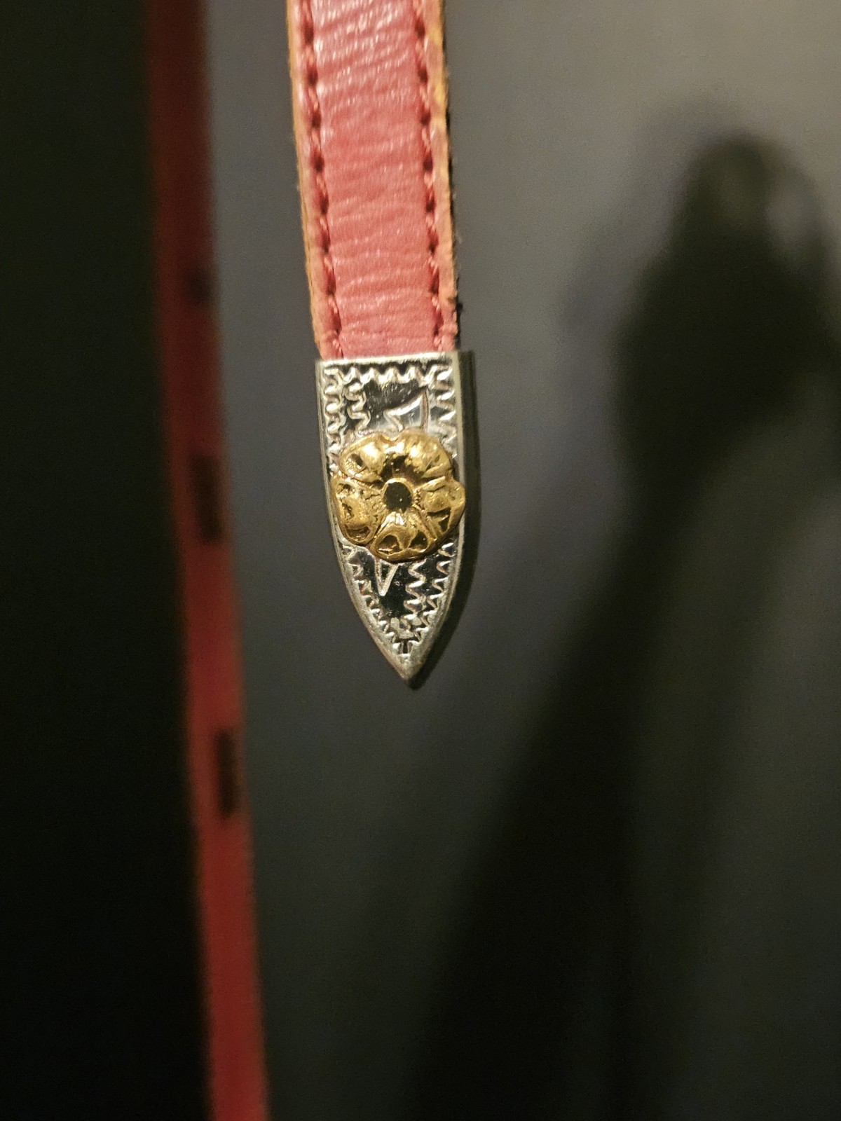 Vtg Joan & David Too Red Calfskin Leather Belt with Nickel Sliver Belt Buckle.