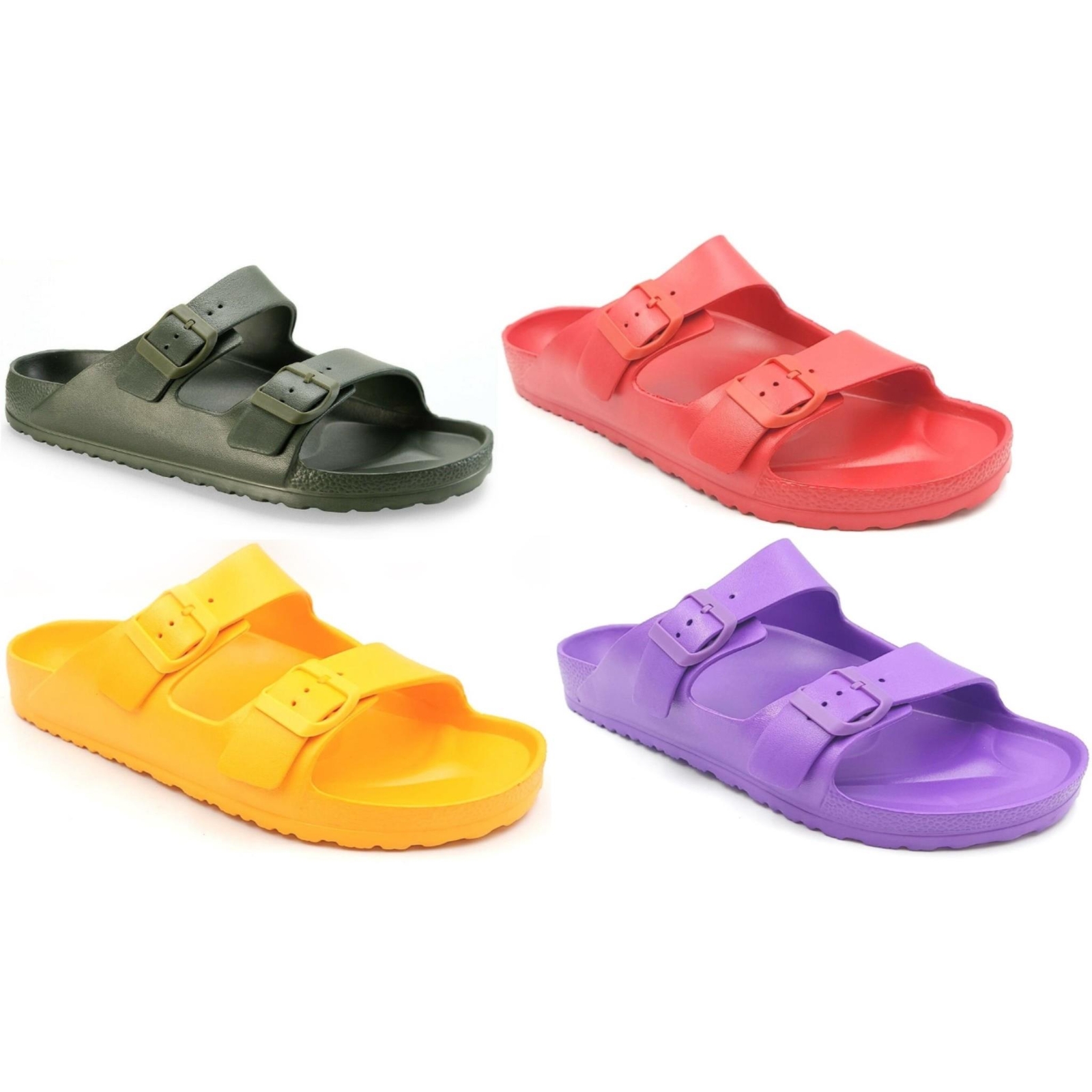 Sun + Stone Men Slip On Double Trap Slide Sandals Jude Synthetic Rubber Pool