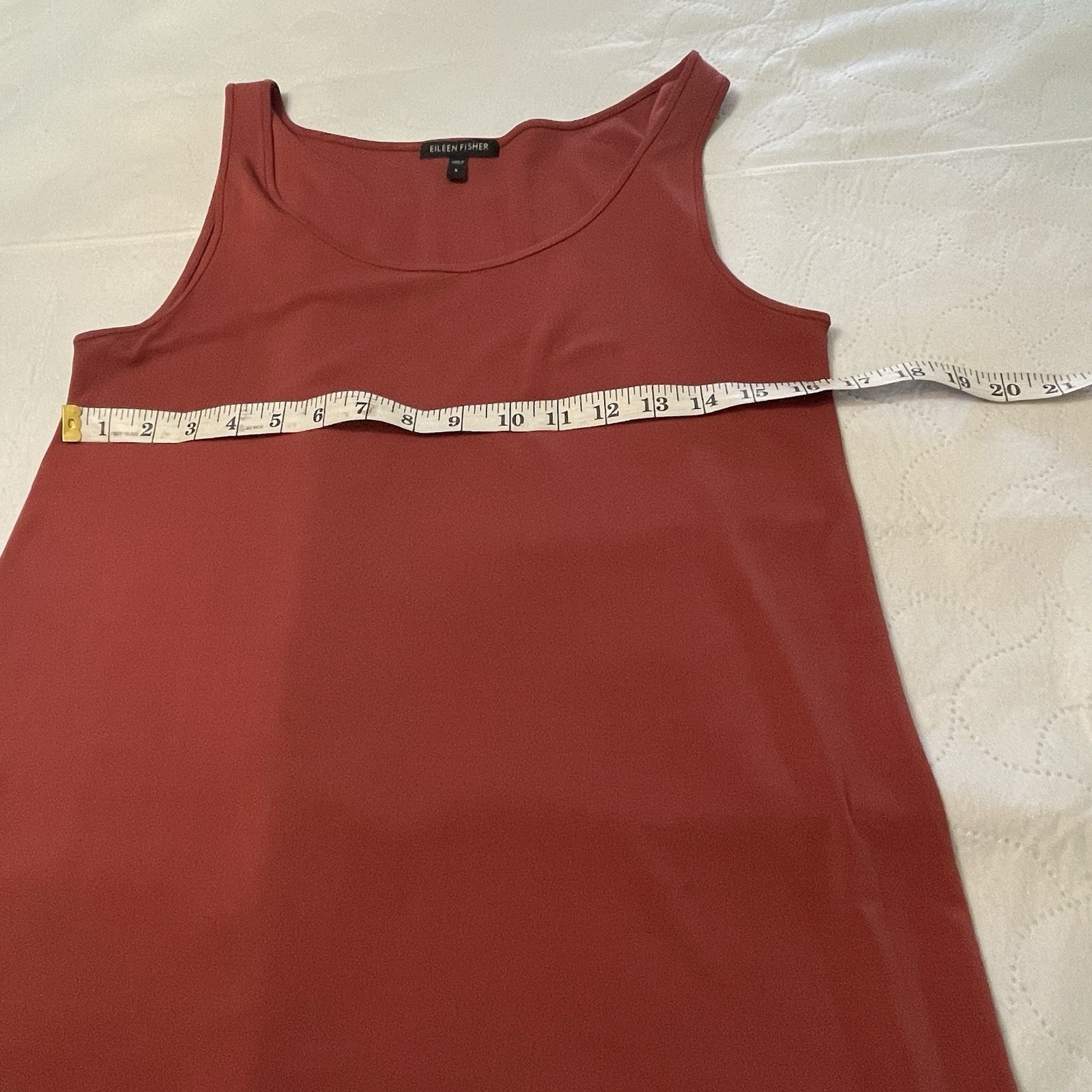 Eileen Fisher Silk Scoop Neck Tunic Tank Small Rust Terracotta Minimalist Luxe