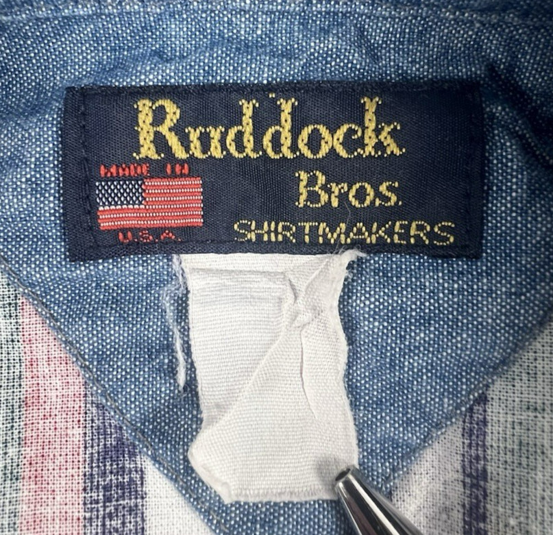 Vtg Ruddock Bros Shirt Mens L Multicolor Stripe Western Twill USA 90s Cowboy