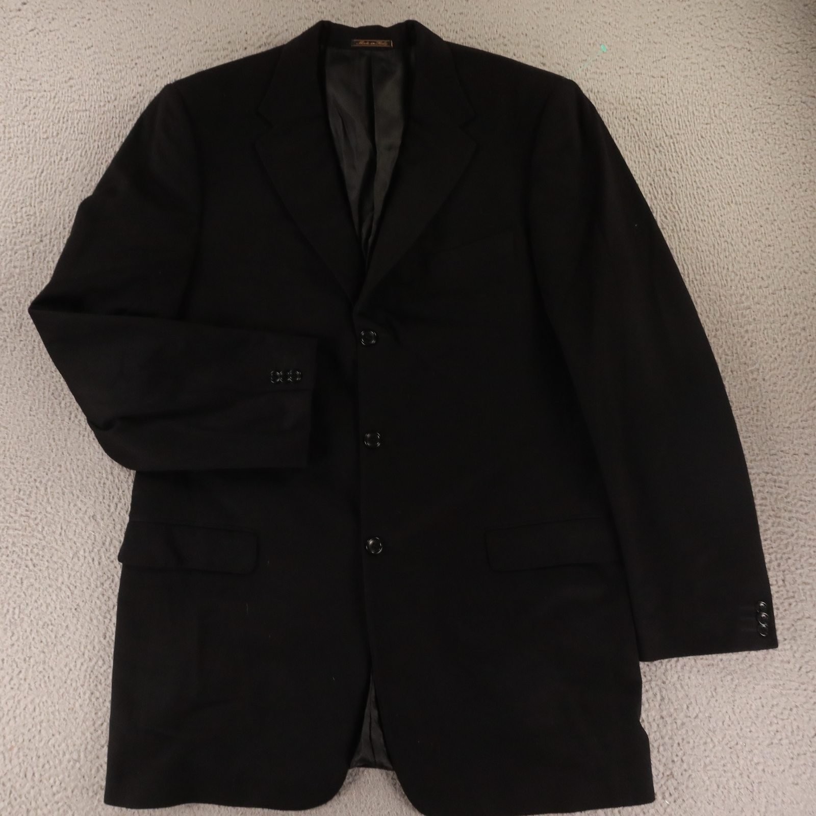 VTG Trussini Jacket 46R XL Black 100% Wool Loro Piana Doeskin Made in Italy