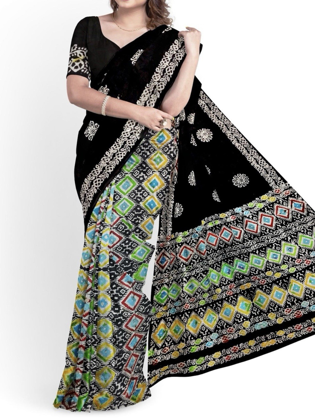 NEW 🆕, Cotton BATIK SAREE. ( Item#L2742 ) including blouse piece. Only $33