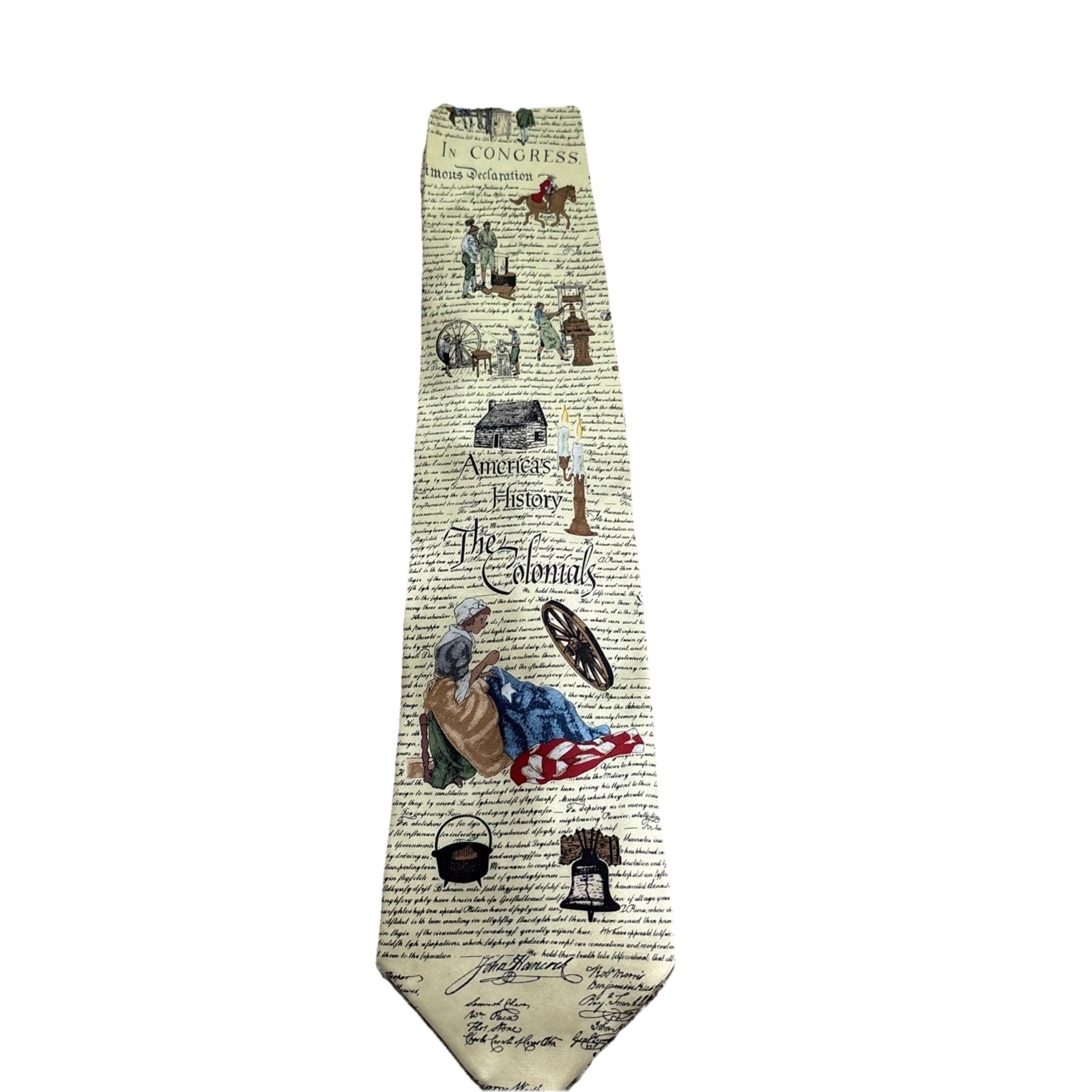 Mens NeckTie Silk Museum Artifacts America Colonials Teacher Political History
