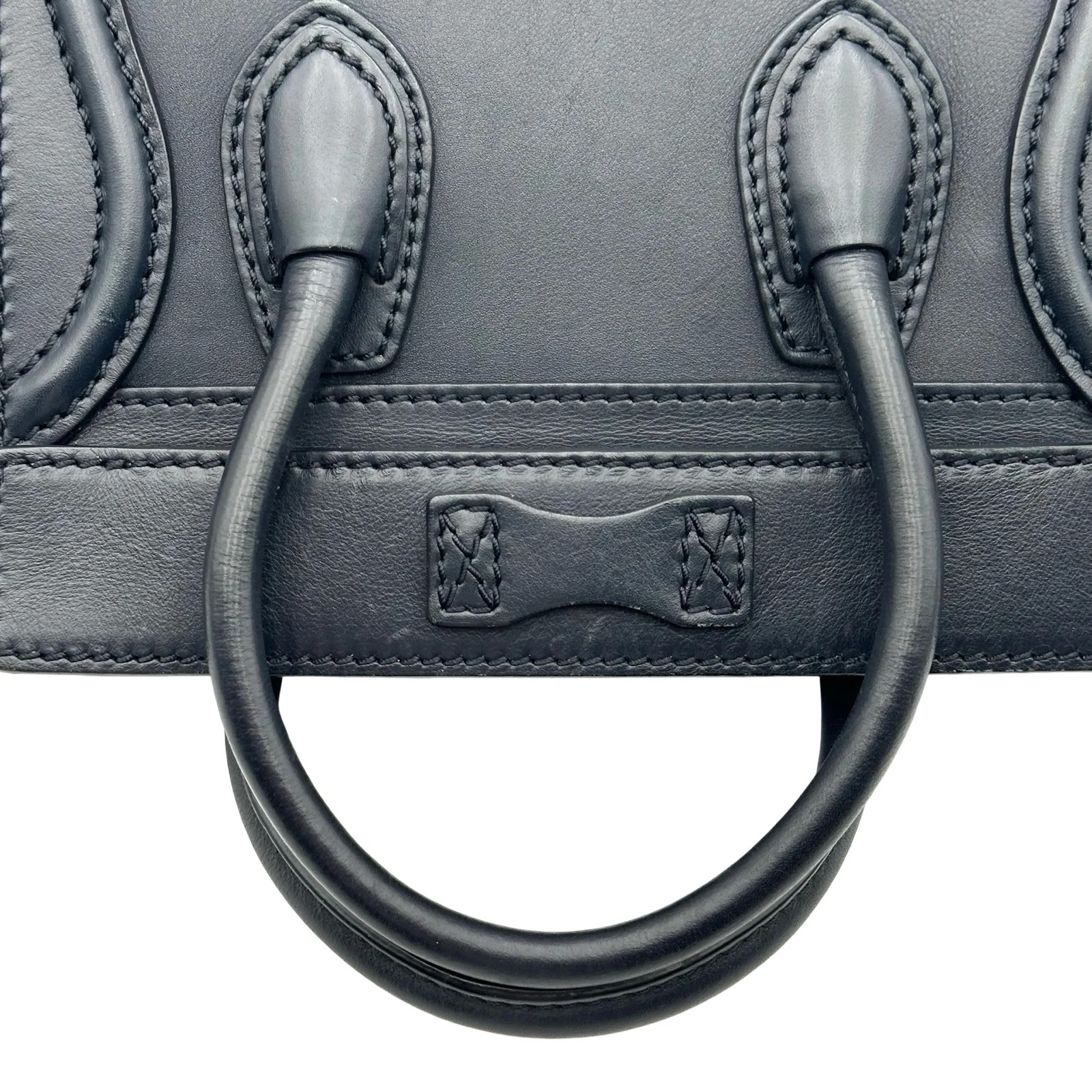 CELINE Luggage Nano Shopper Navy GHW Calfskin Shoulder Bag #2351