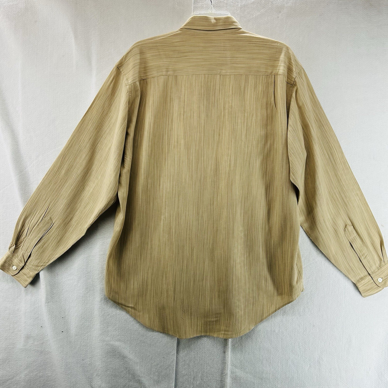 Vintage Wilke Rodriguez 100% Rayon Mens Long Sleeve Shirt Tan Medium NWT